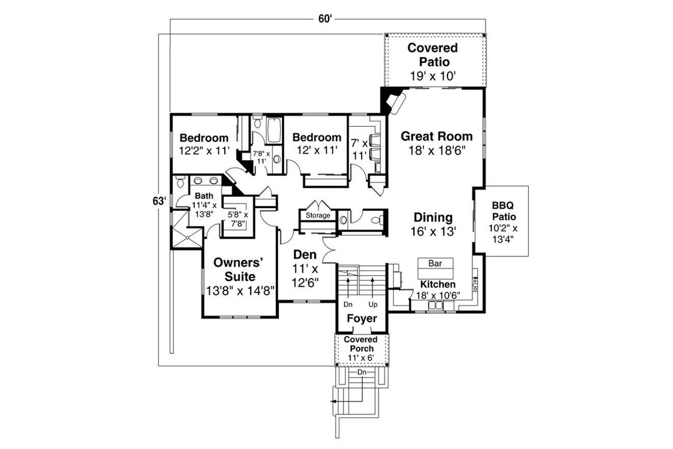 Modern House Plan - Staghorn 31-168 - 1st Floor Plan 