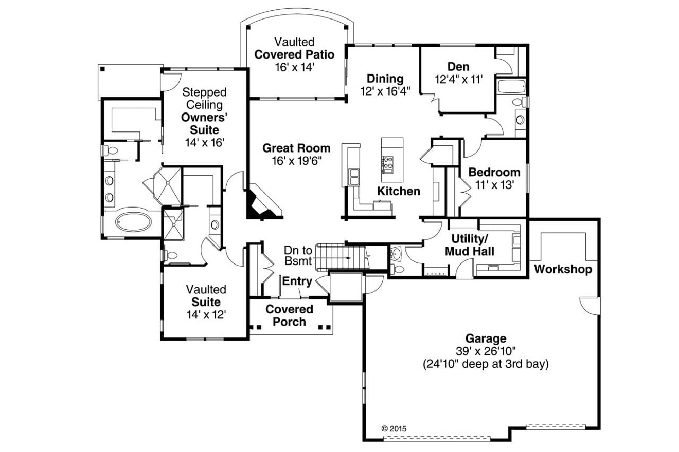 Ranch House Plan - Little Creek 30-878 - 1st Floor Plan 