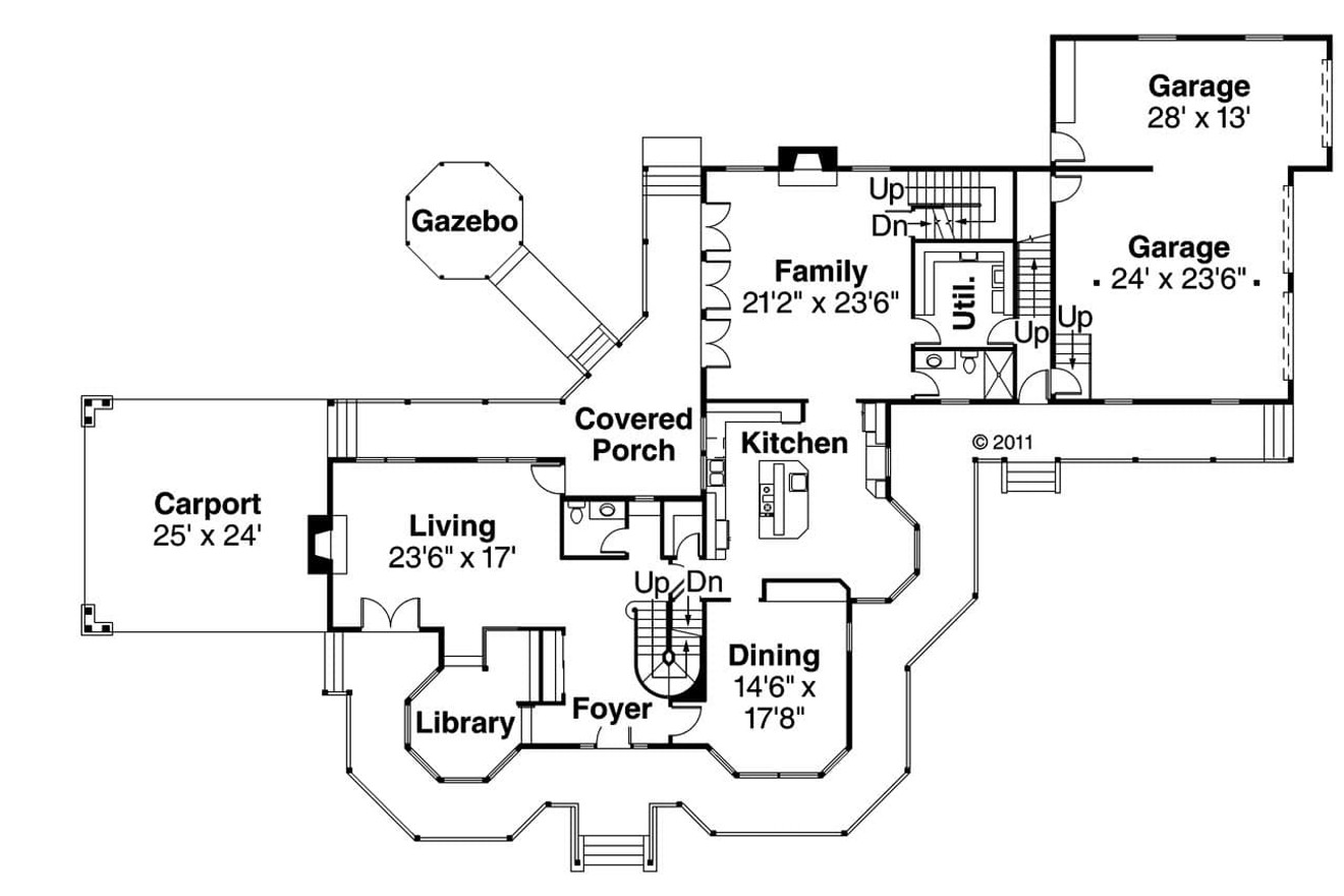 Victorian House Plan - Victorian 10-027 - 1st Floor Plan 