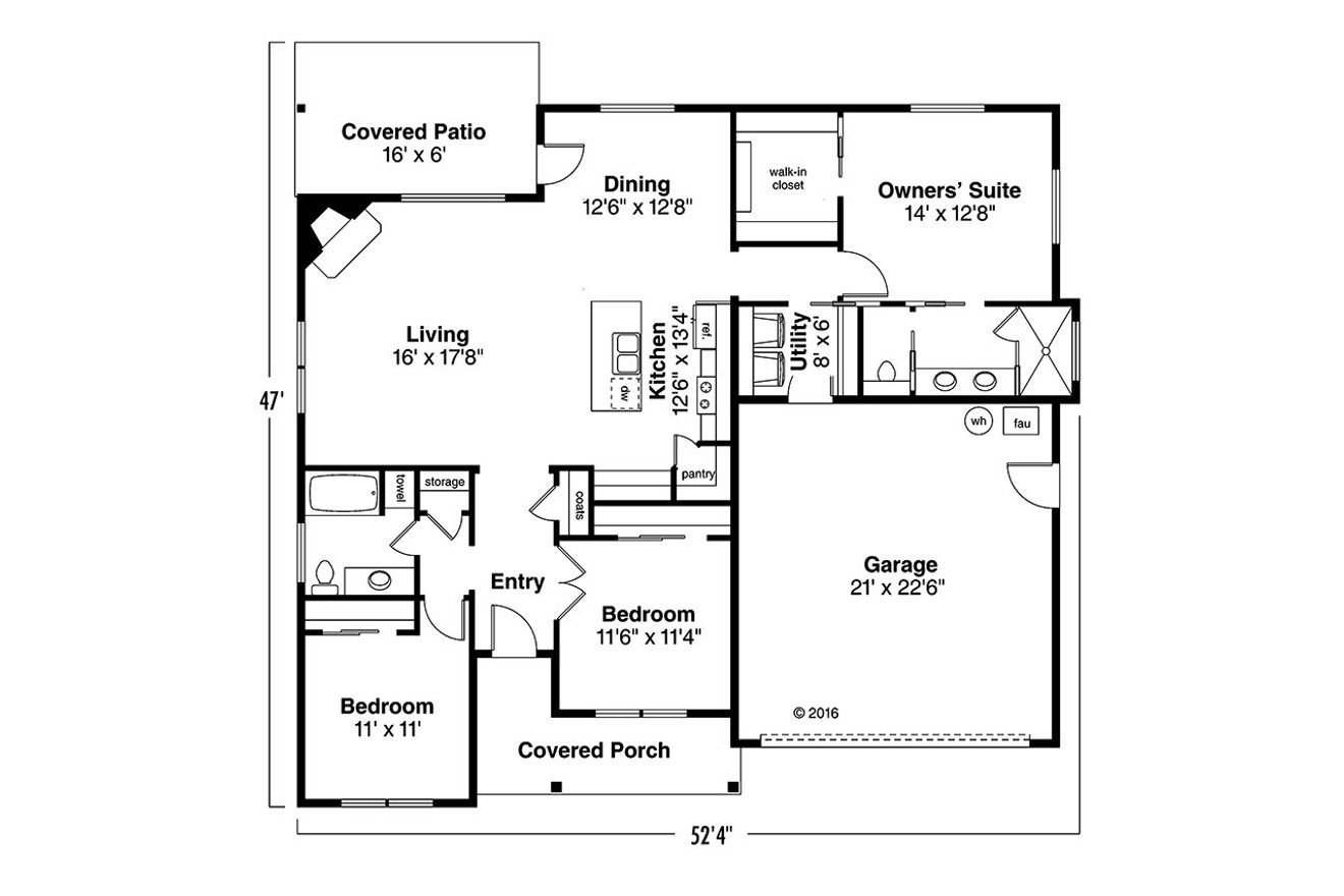 Ranch House Plan - Eastgate 31-047 - 1st Floor Plan 