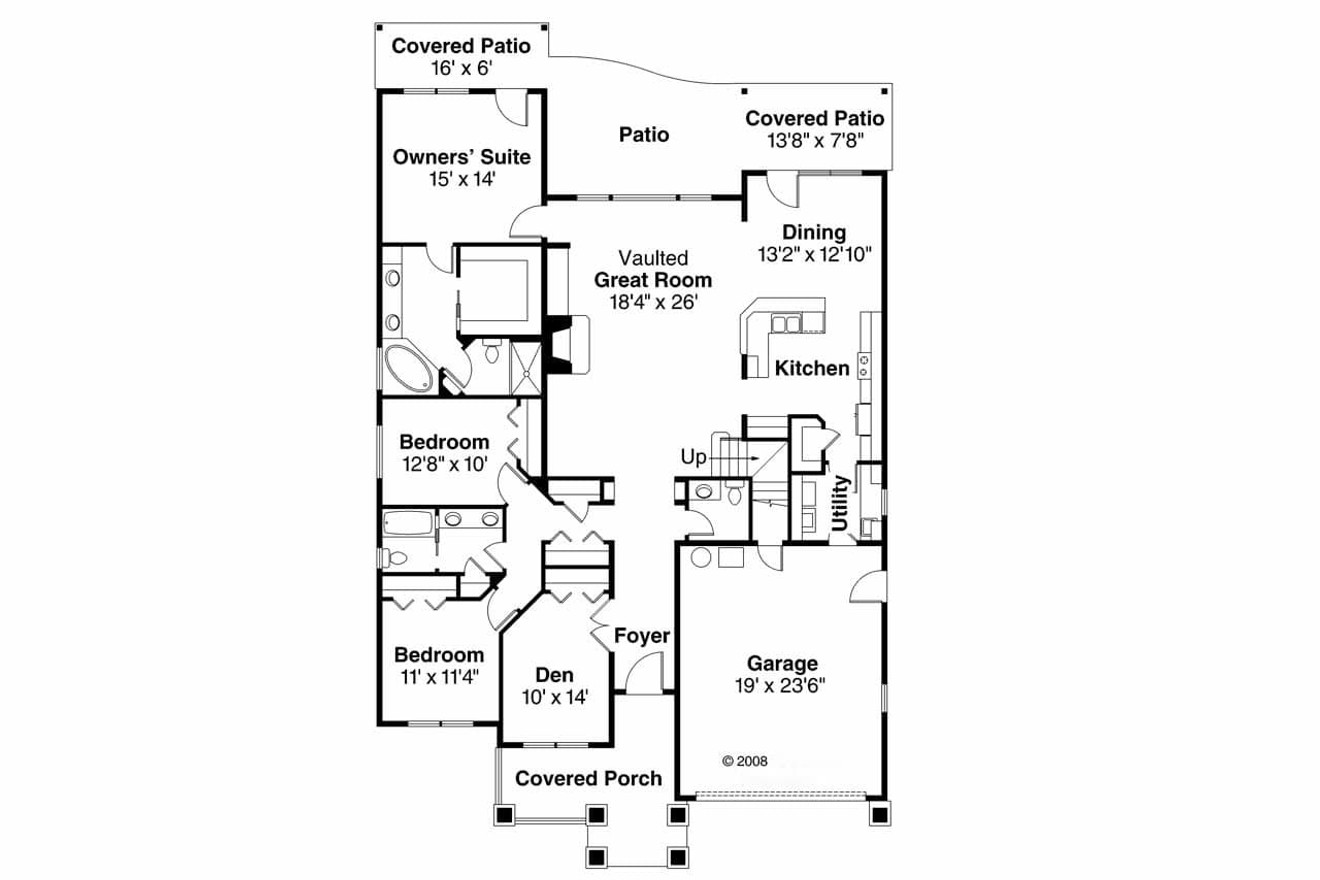 Cottage House Plan - Maywood 30-680 - 1st Floor Plan 