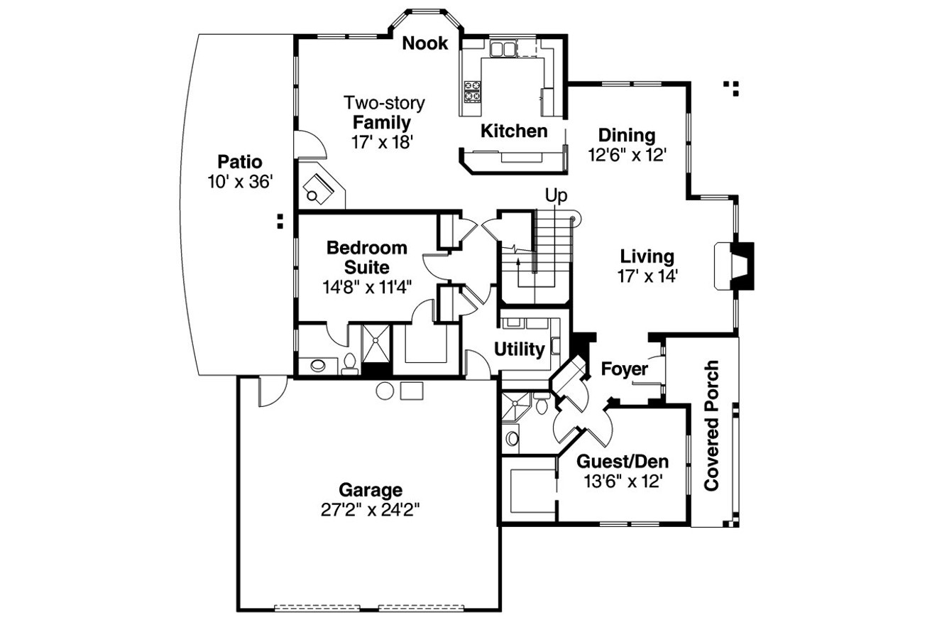 Mediterranean House Plan - Hazleton 30-304 - 1st Floor Plan 