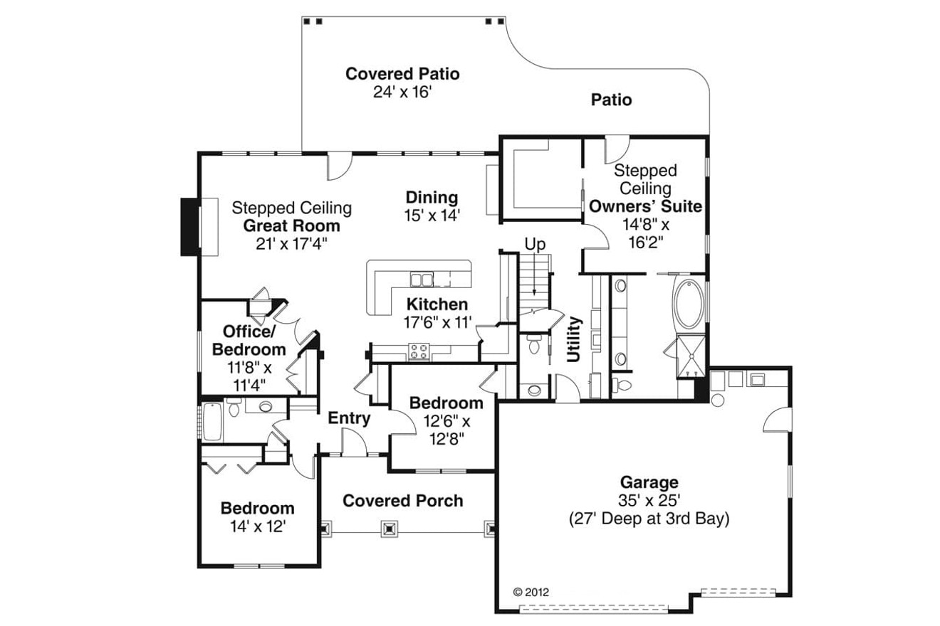 Ranch House Plan - Jamestown 30-827 - 1st Floor Plan 