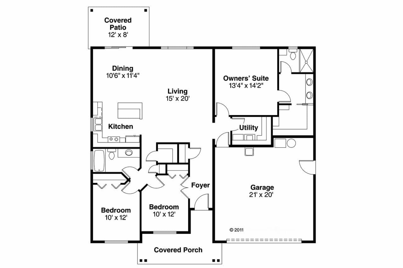 Craftsman House Plan - Bandon 30-758 - 1st Floor Plan 