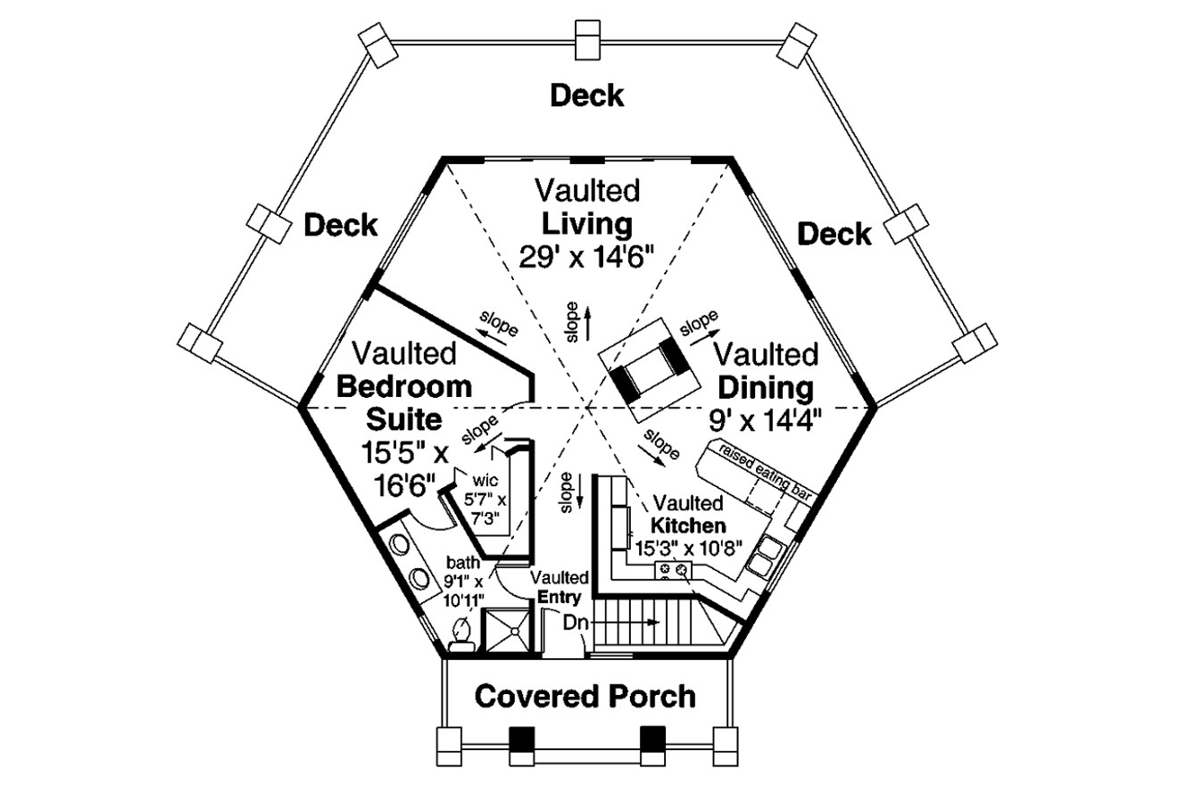 Prairie House Plan - Thimbleberry 10-584 - 1st Floor Plan 