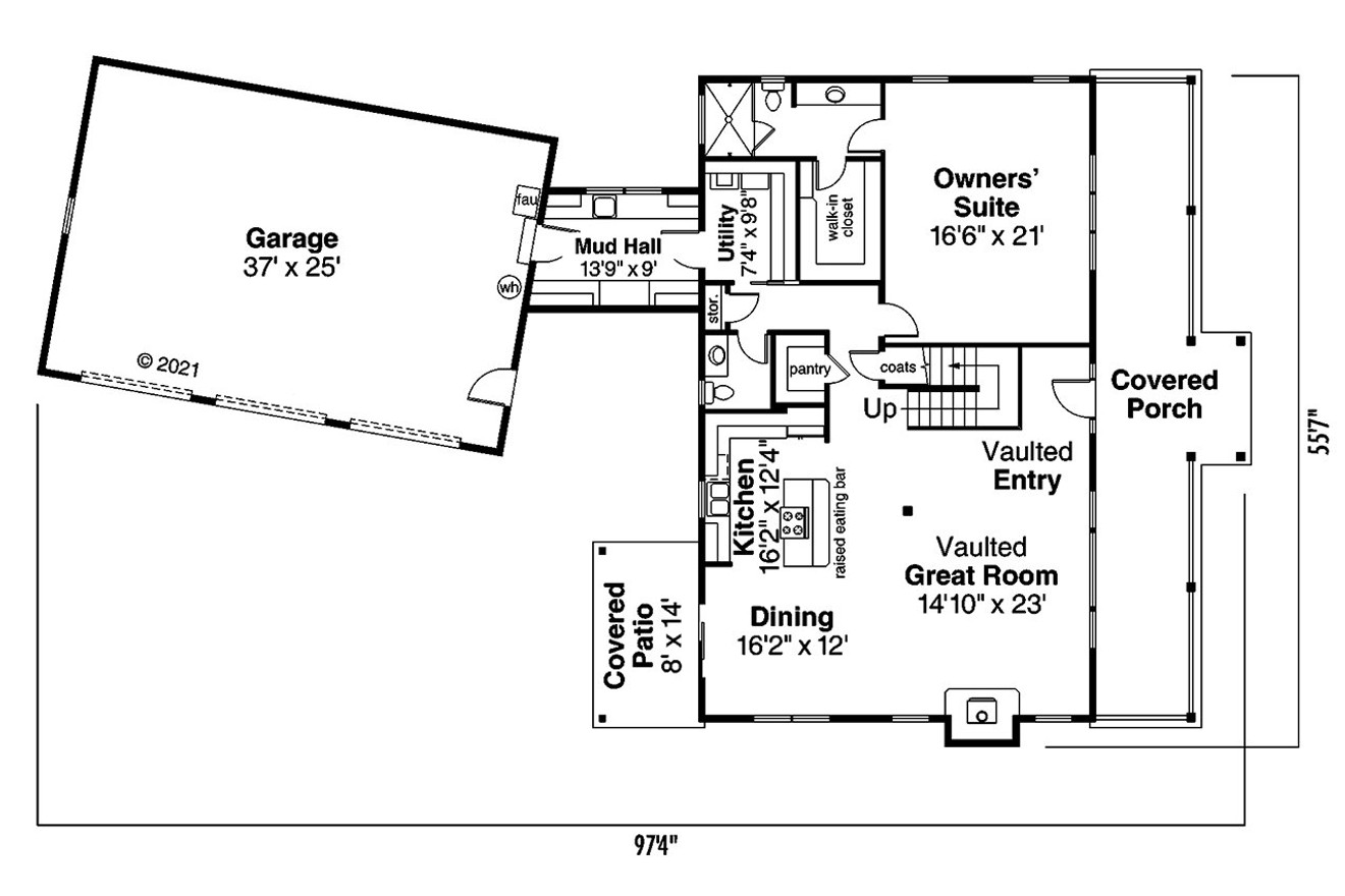 Lodge Style House Plan - Elkton 30-704 - 1st Floor Plan 