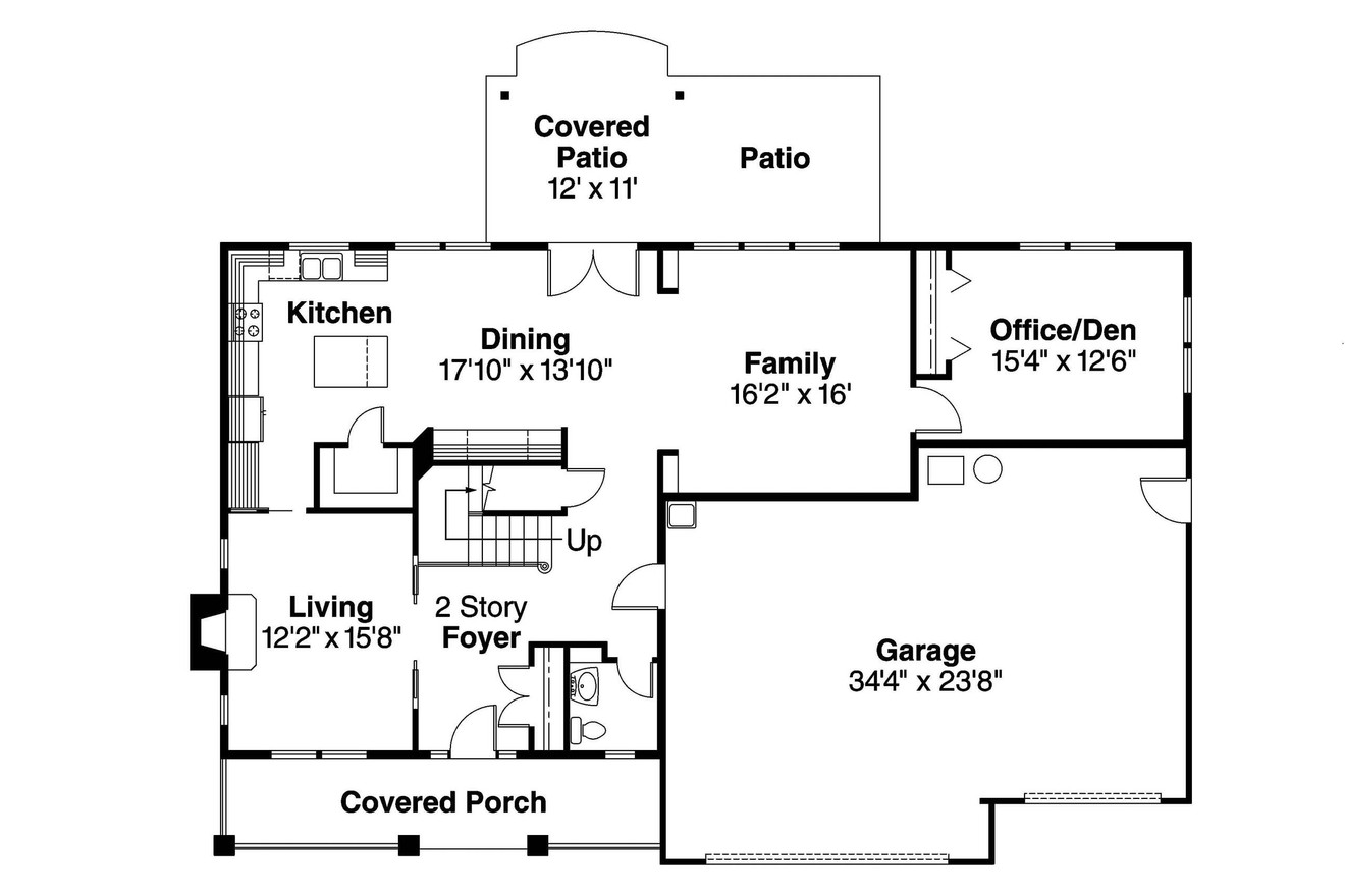 Bungalow House Plan - Cavanaugh 30-490 - 1st Floor Plan 