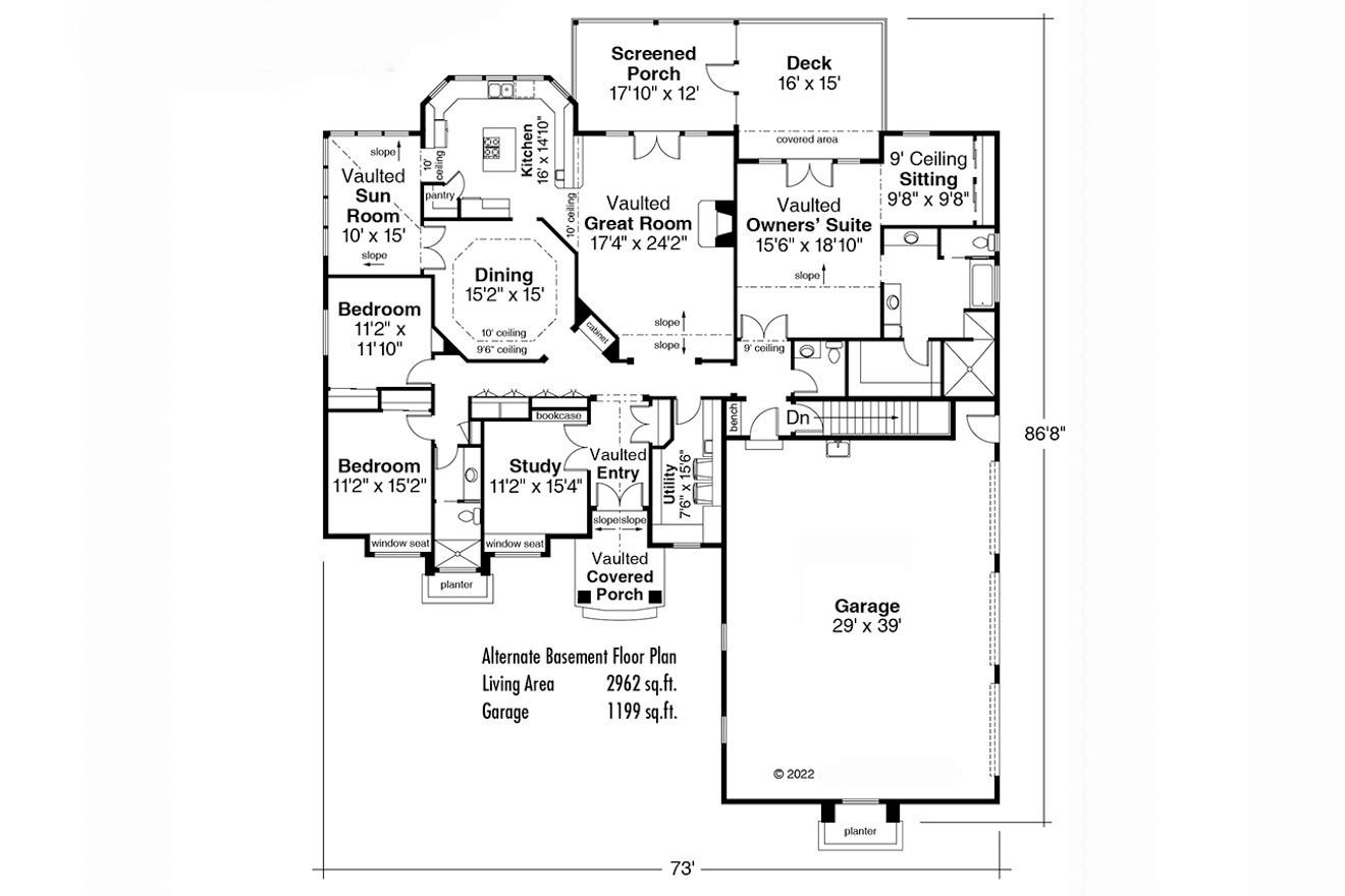 European House Plan - Toketee 10-613 - Optional Floor Plan 