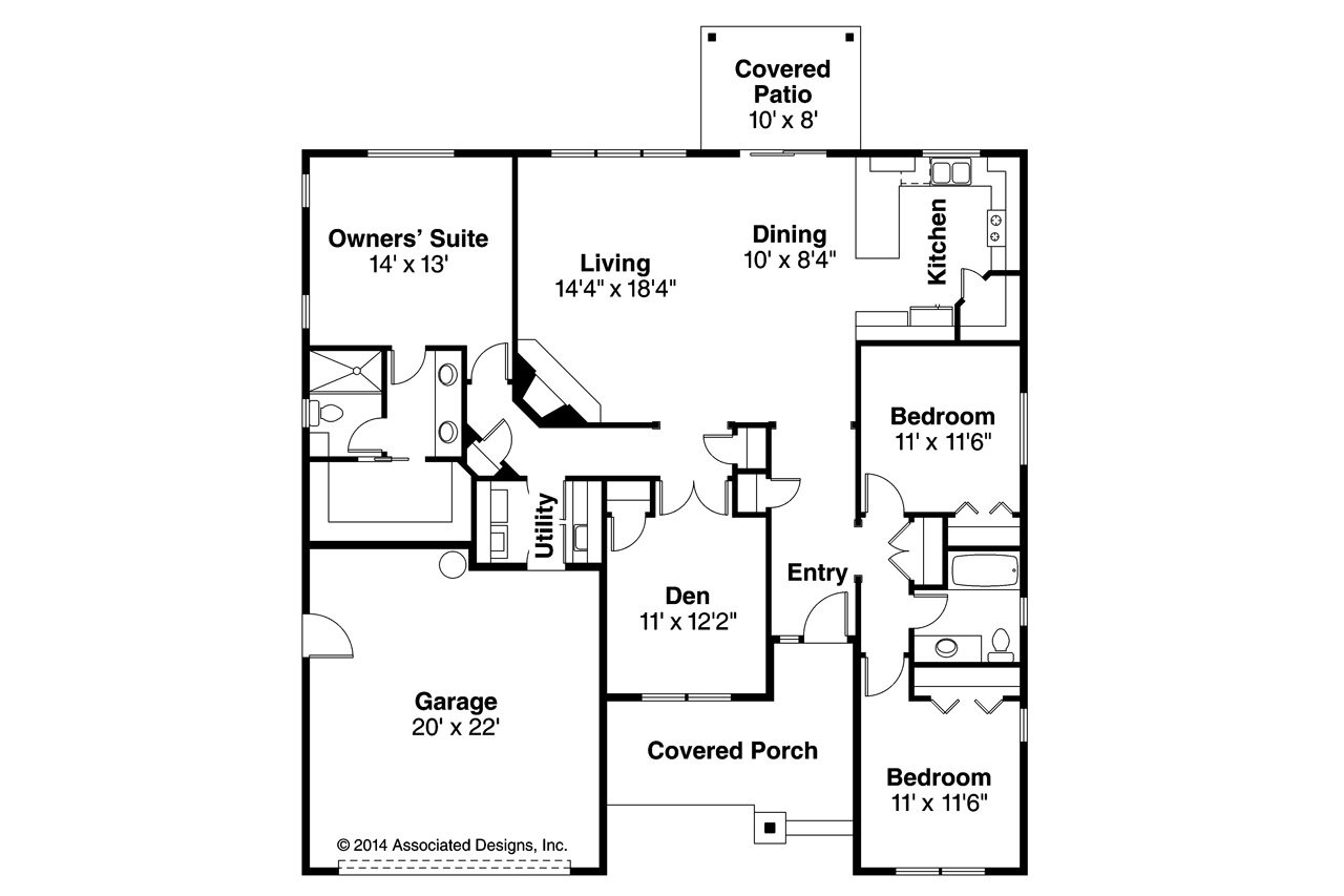 Cottage House Plan - Northfield 30-972 - 1st Floor Plan 