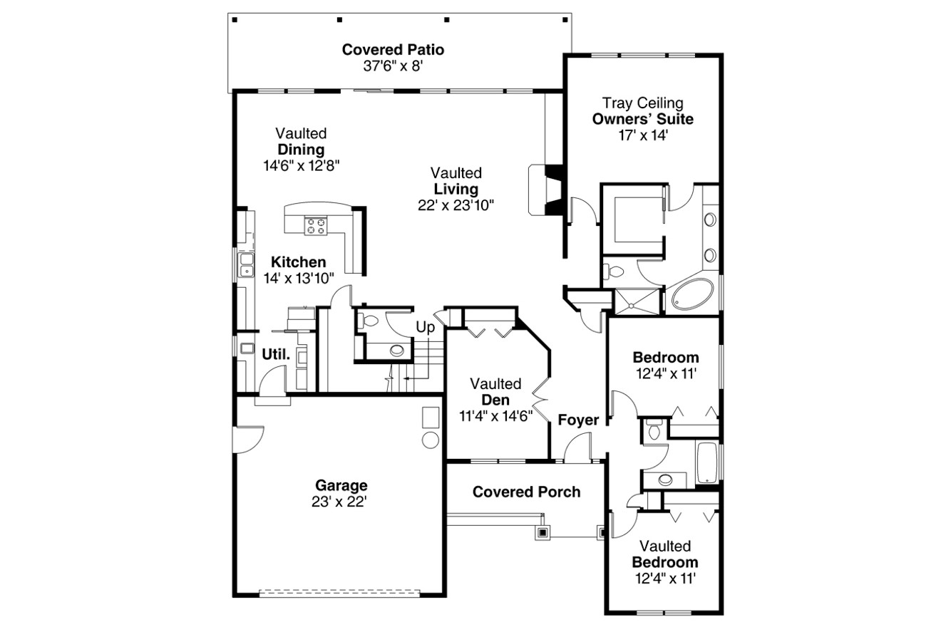 Craftsman House Plan - Cascadia 30-804 - 1st Floor Plan 