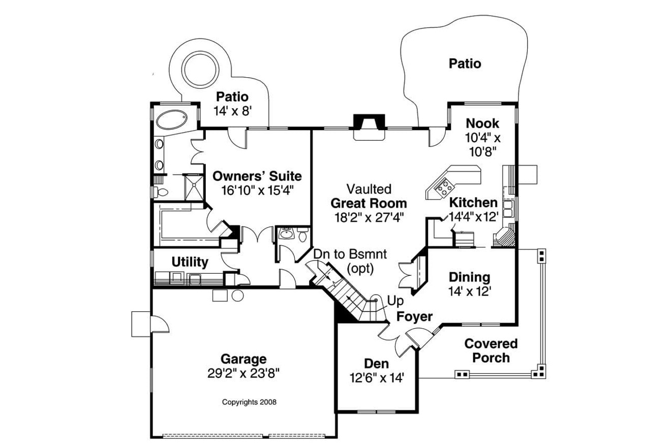 Country House Plan - Brillion 30-167 - 1st Floor Plan 