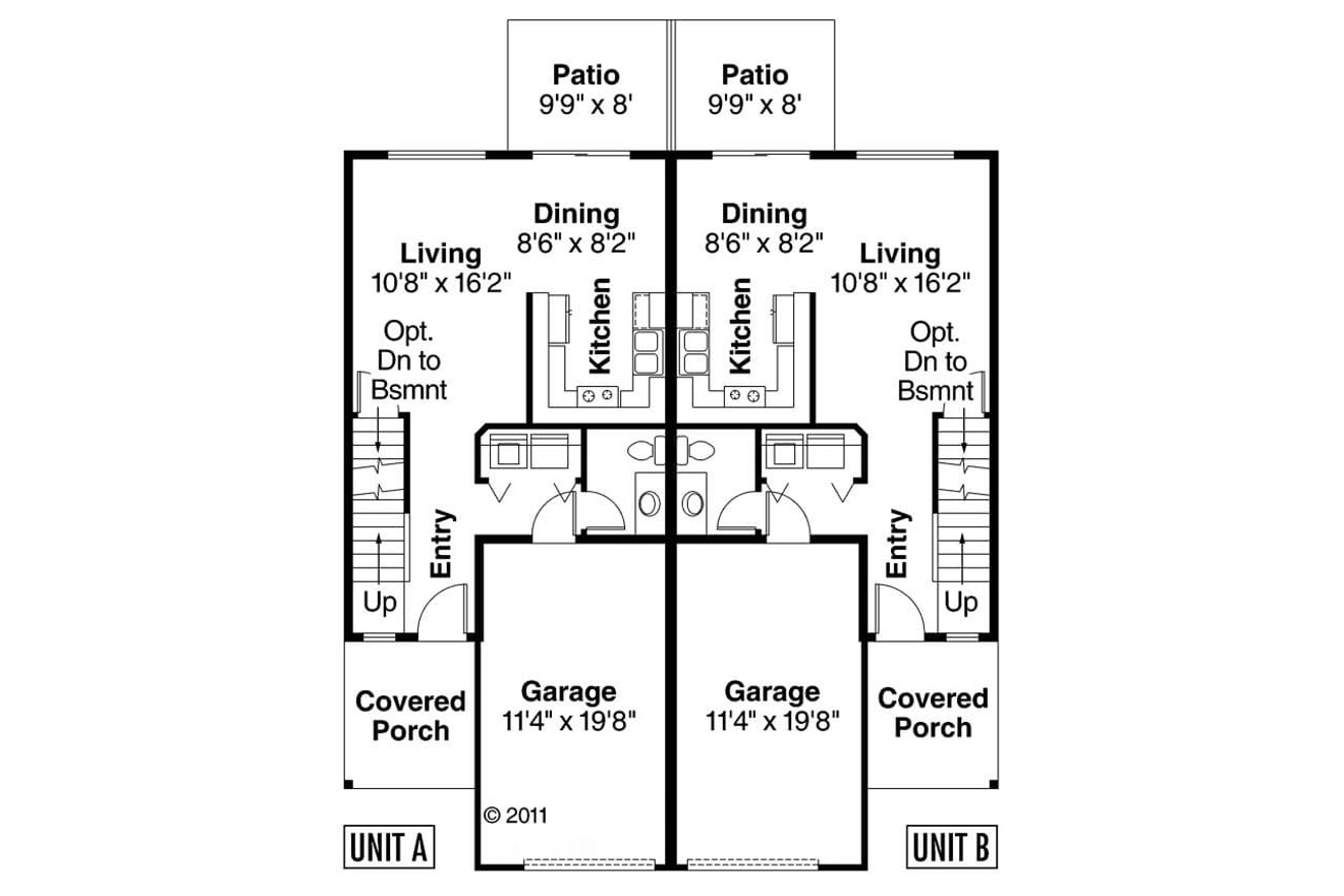 Craftsman House Plan - Toliver 60-020 - 1st Floor Plan 