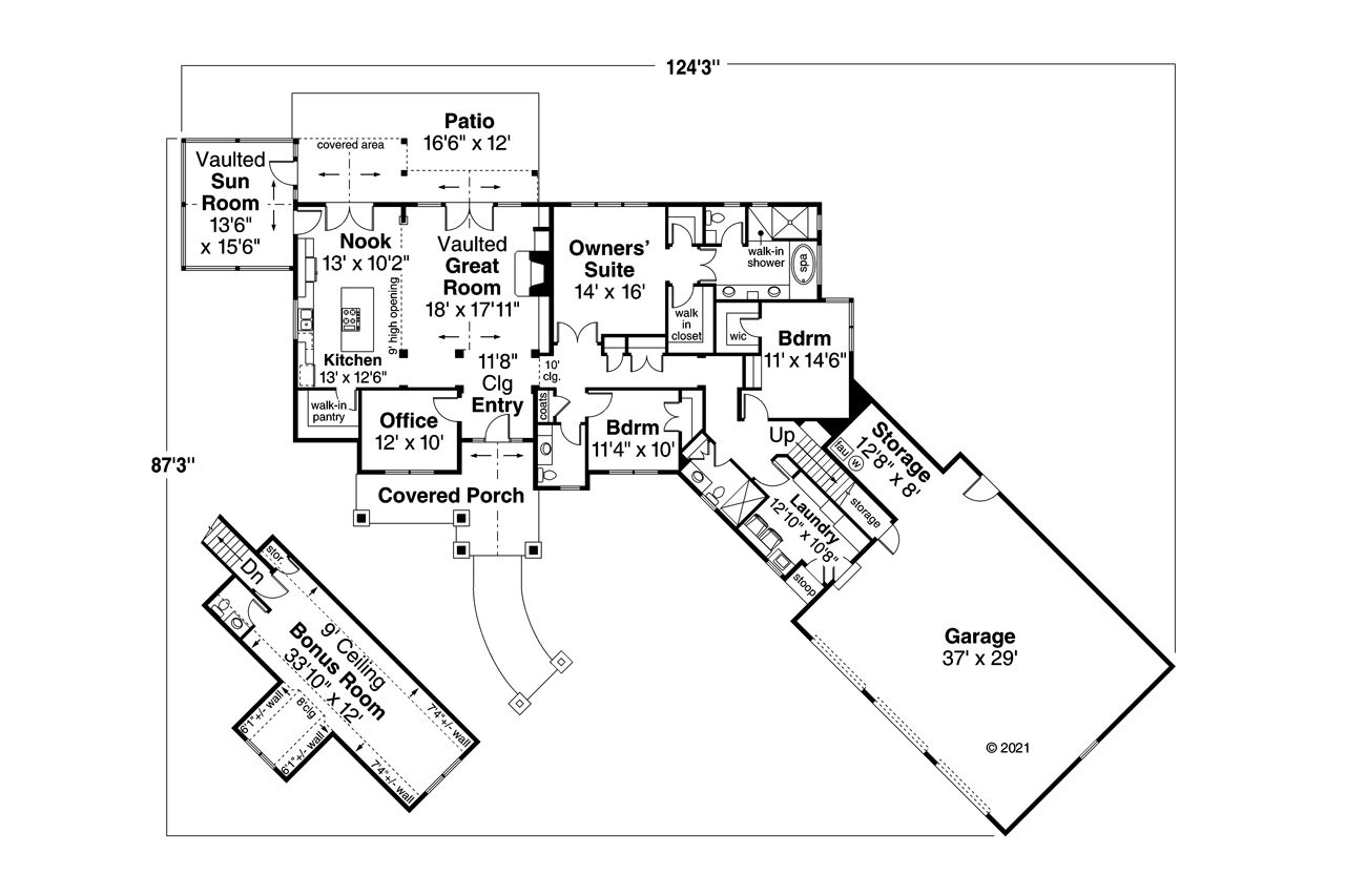 Craftsman House Plan - Telluride 31-225 - 1st Floor Plan 