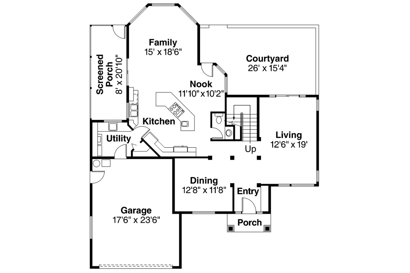 Southwest House Plan - Bellaire 11-050 - 1st Floor Plan 