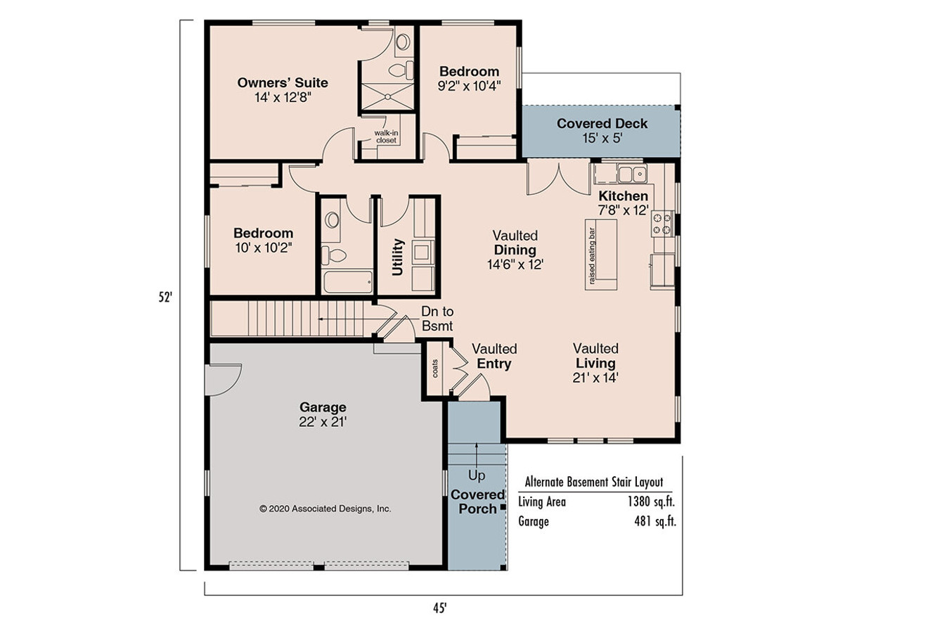 Ranch House Plan - Kenton 10-587 - Optional Floor Plan 