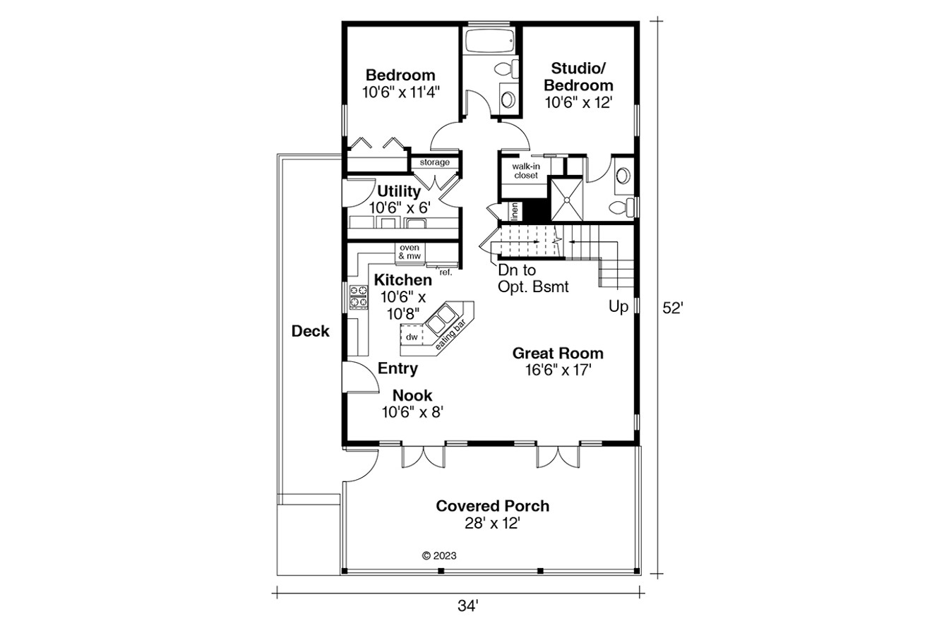 Cottage House Plan - Lyndon 30-769 - 1st Floor Plan 