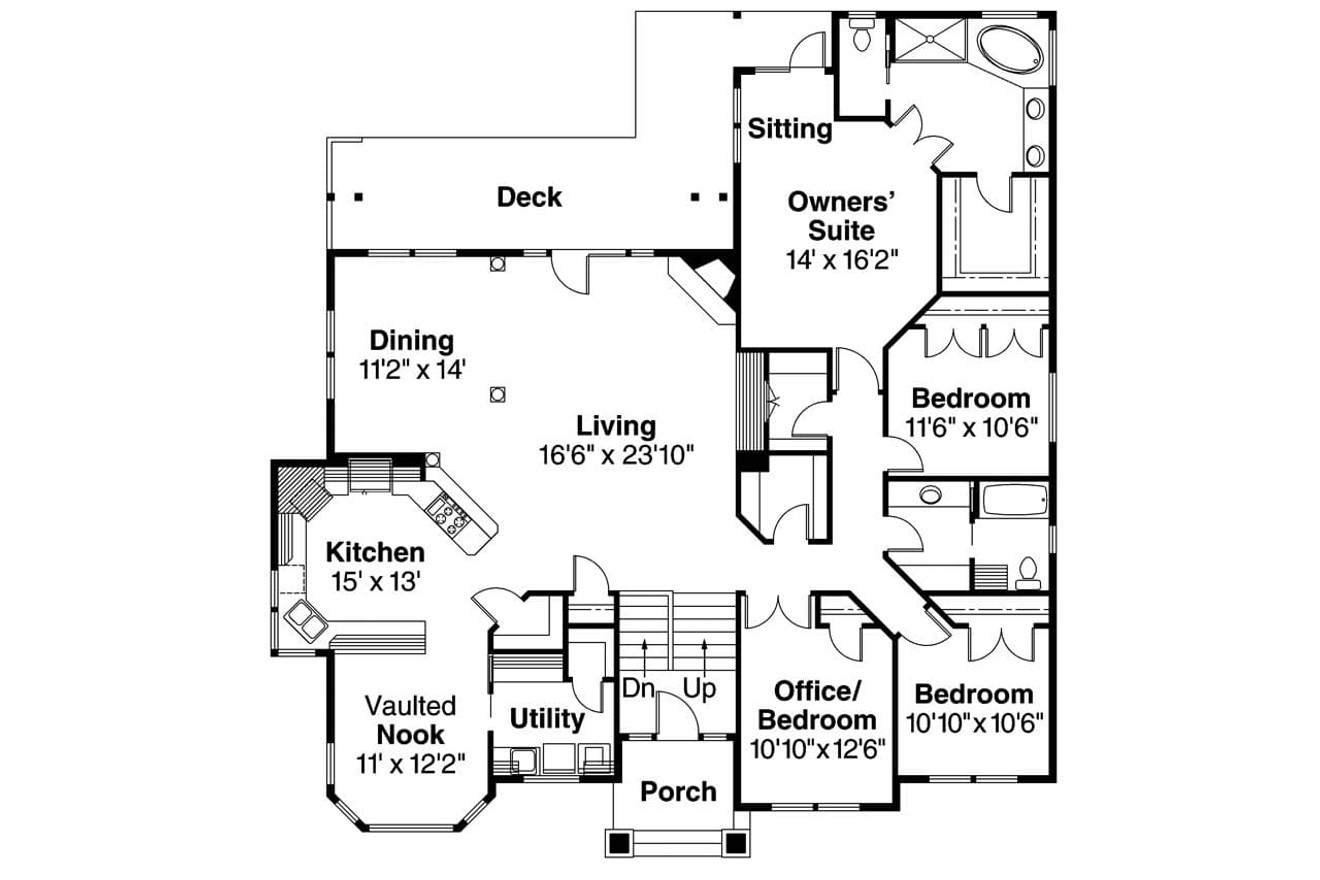 European House Plan - Pennington 30-602 - 1st Floor Plan 