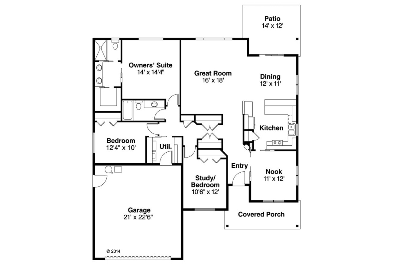 Craftsman House Plan - Pineville 30-937 - 1st Floor Plan 