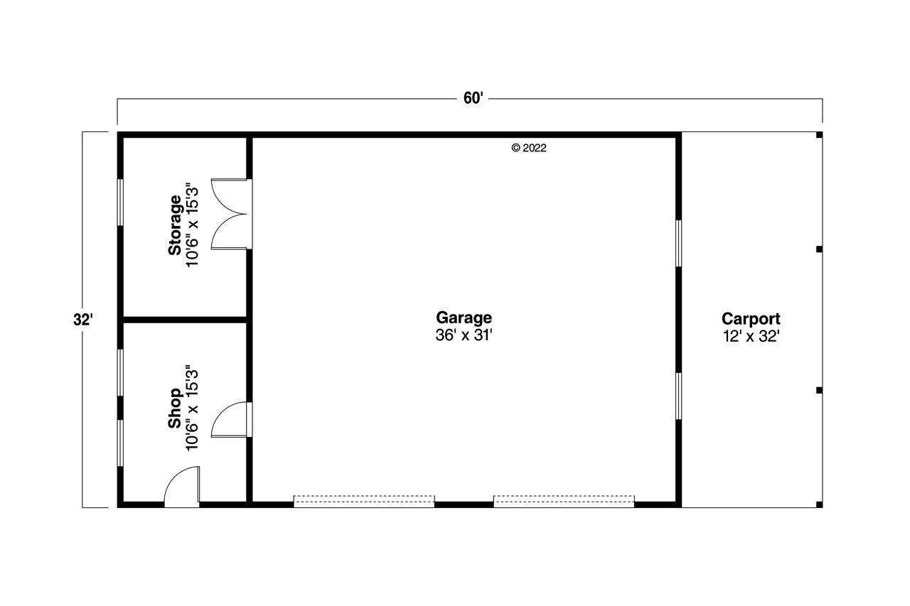 Traditional House Plan - Garage 20-066 - 1st Floor Plan 