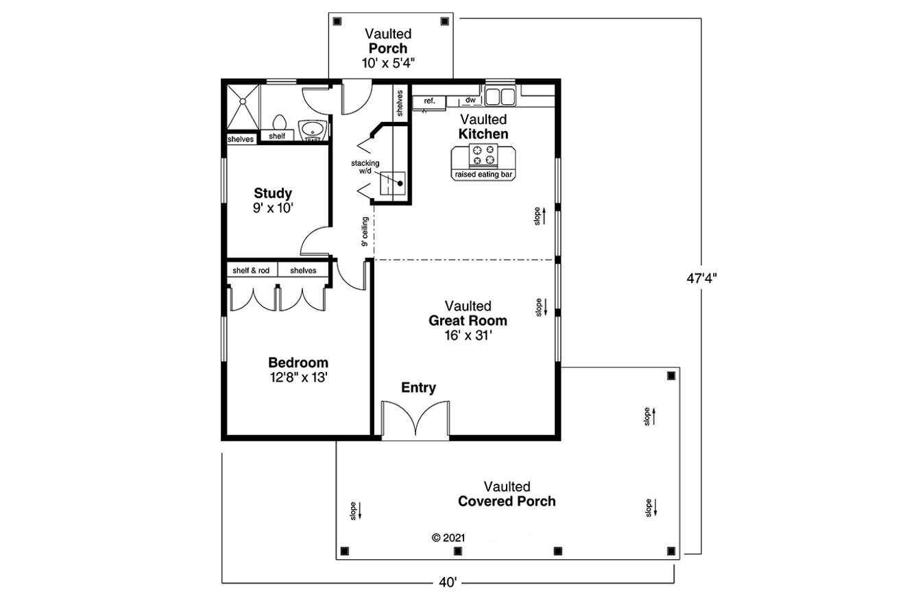 Bungalow House Plan - Kent 30-498 - 1st Floor Plan 