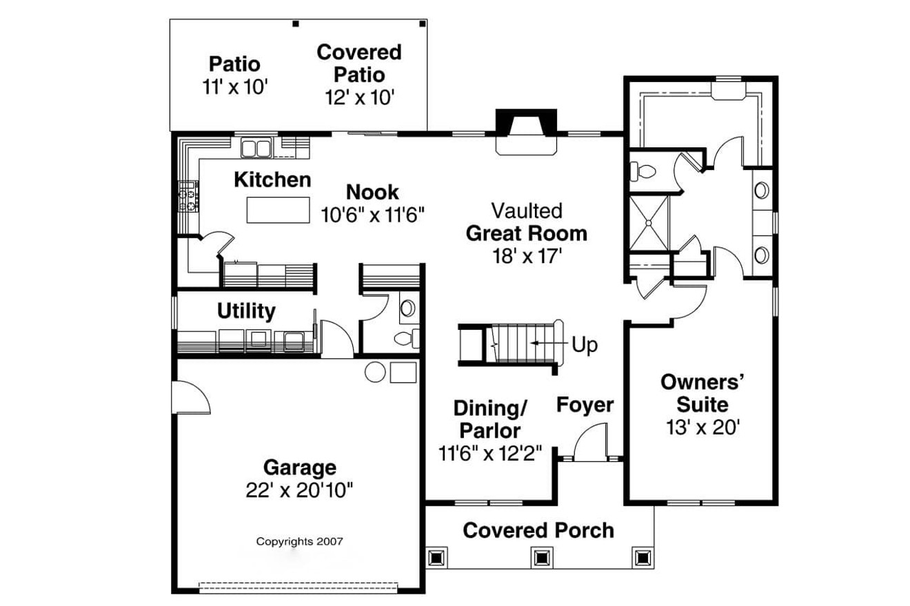 Country House Plan - Brookside 30-613 - 1st Floor Plan 