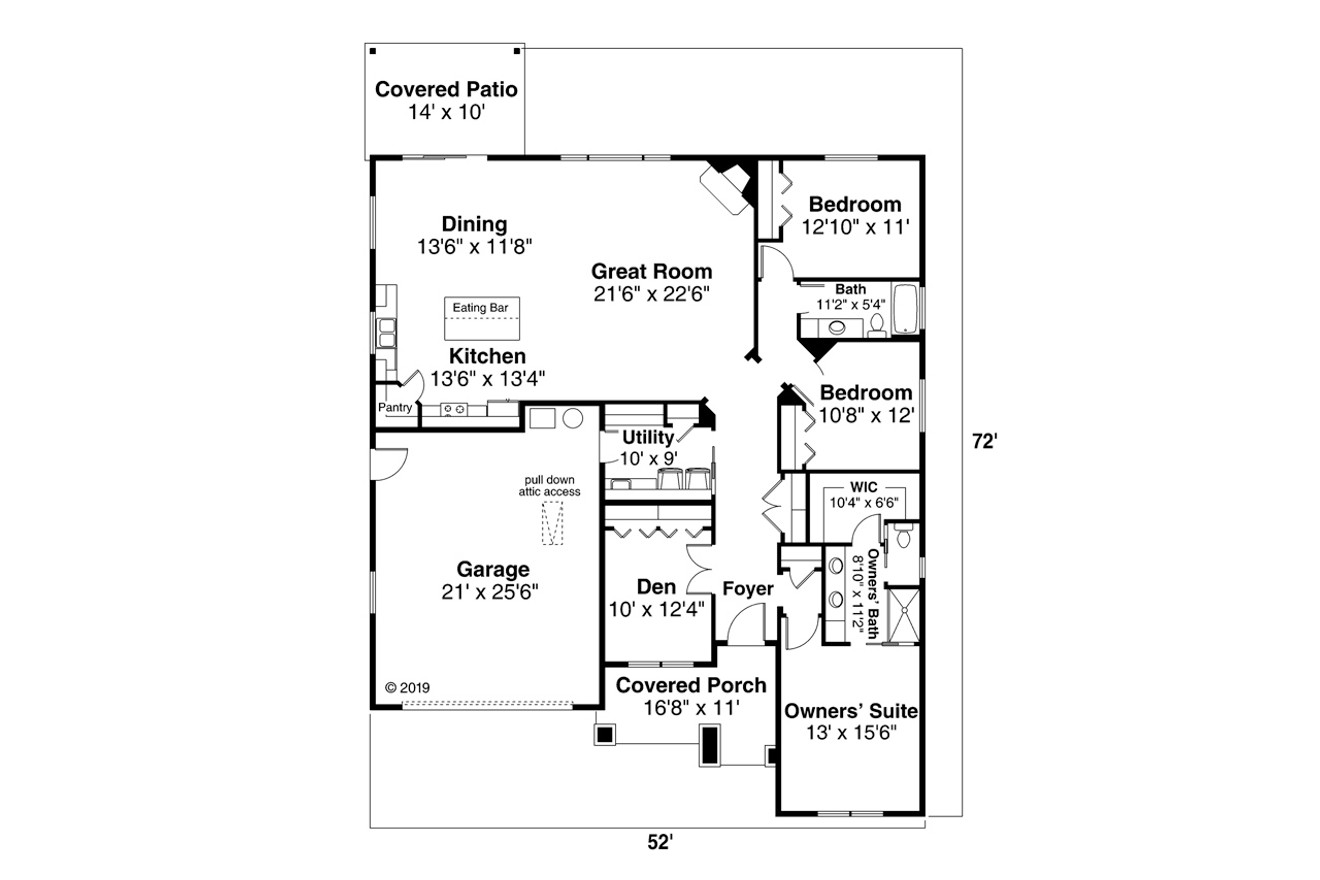 Ranch House Plan - Aster 31-161 - 1st Floor Plan 