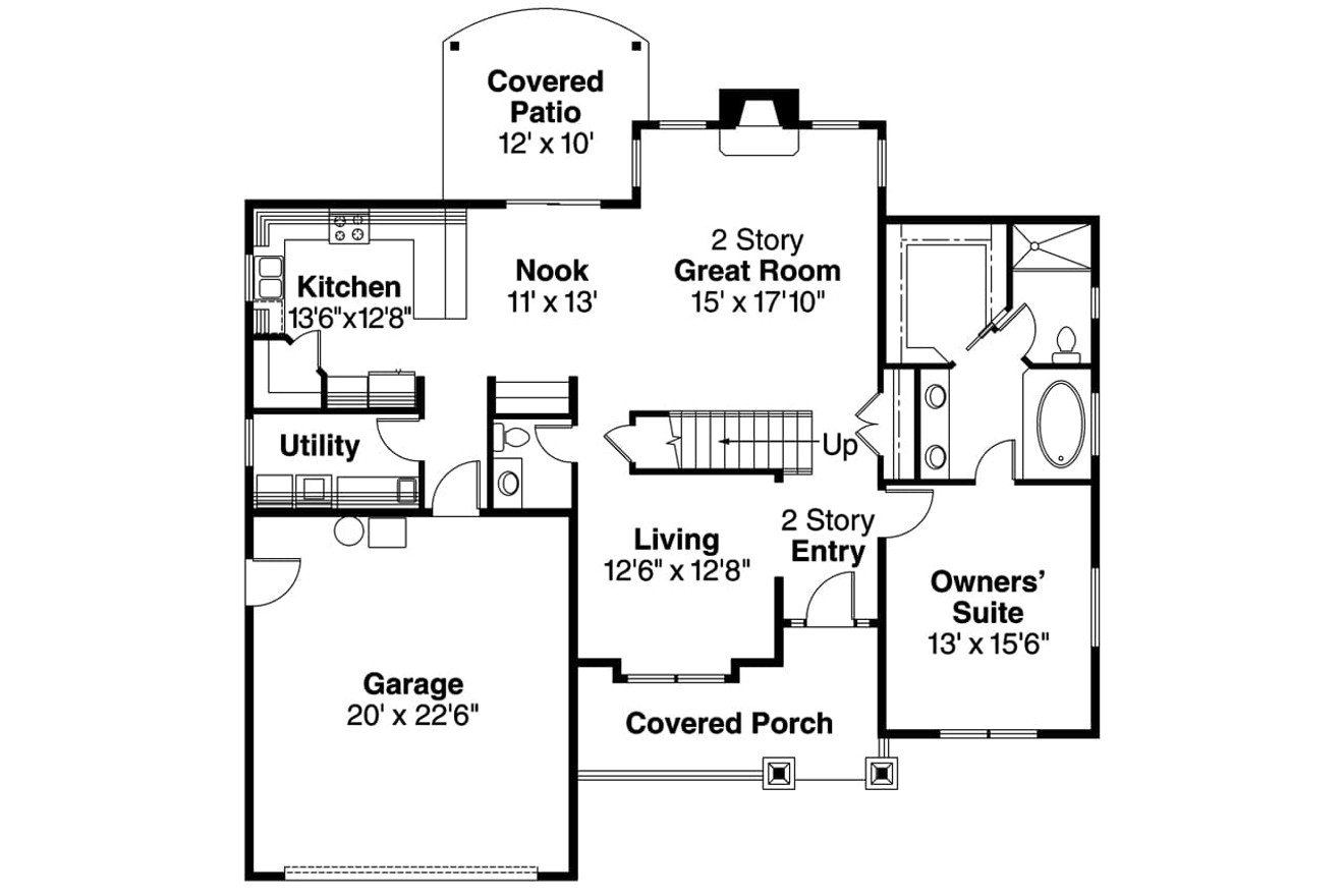 Craftsman House Plan - Westdale 30-572 - 1st Floor Plan 