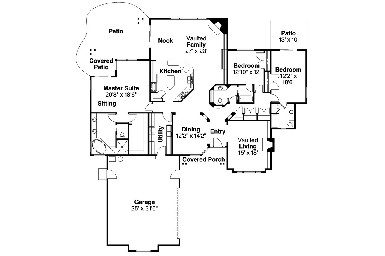 Contemporary House Plan - Irvington 30-493 - 1st Floor Plan 