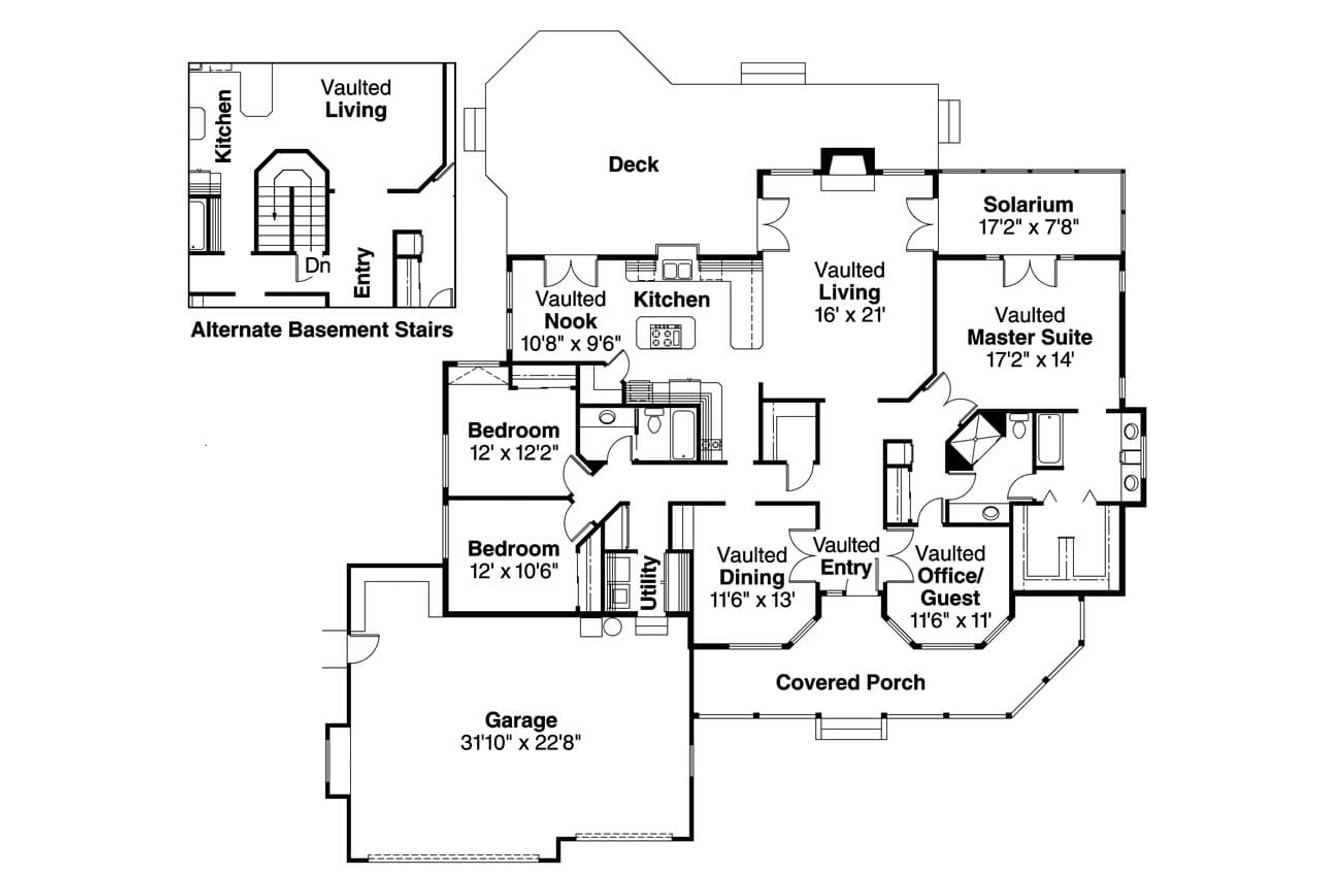 Country House Plan - Lassen 10-203 - 1st Floor Plan 