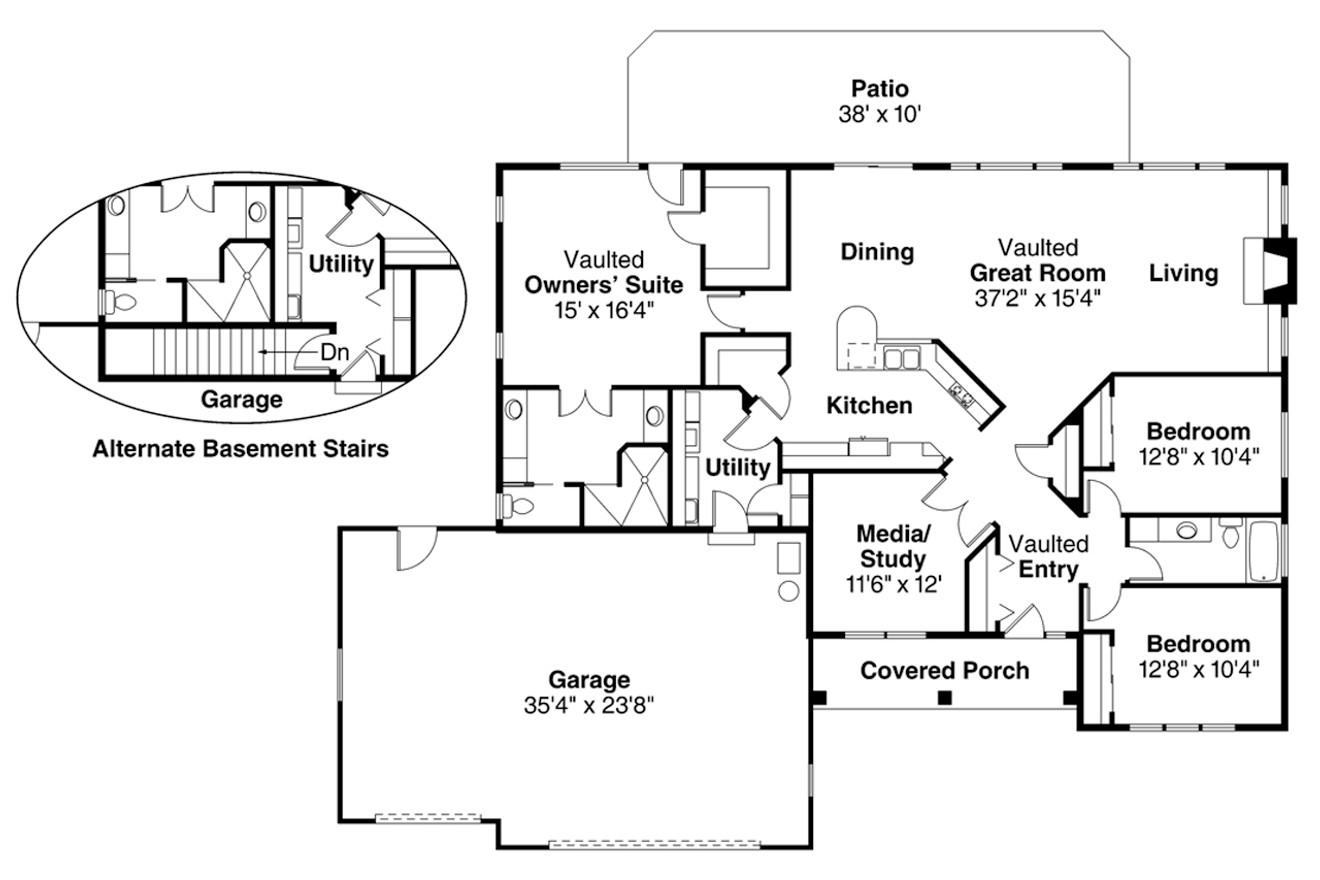 Southwest House Plan - Northrop 30-096 - 1st Floor Plan 