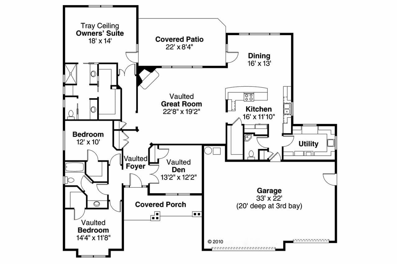 Craftsman House Plan - River Grove 30-762 - 1st Floor Plan 