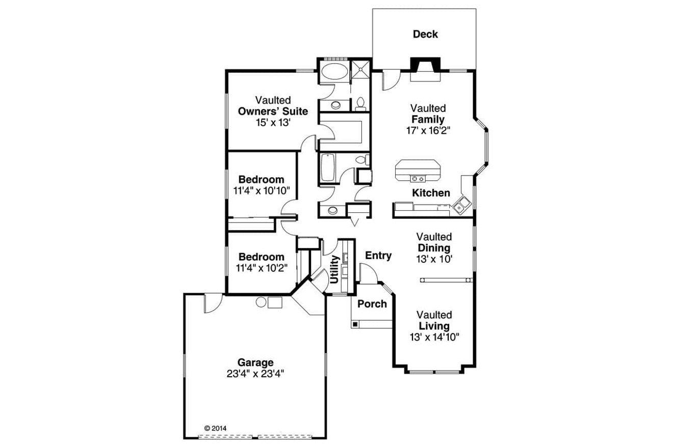 Traditional House Plan - Akron 10-038 - 1st Floor Plan 