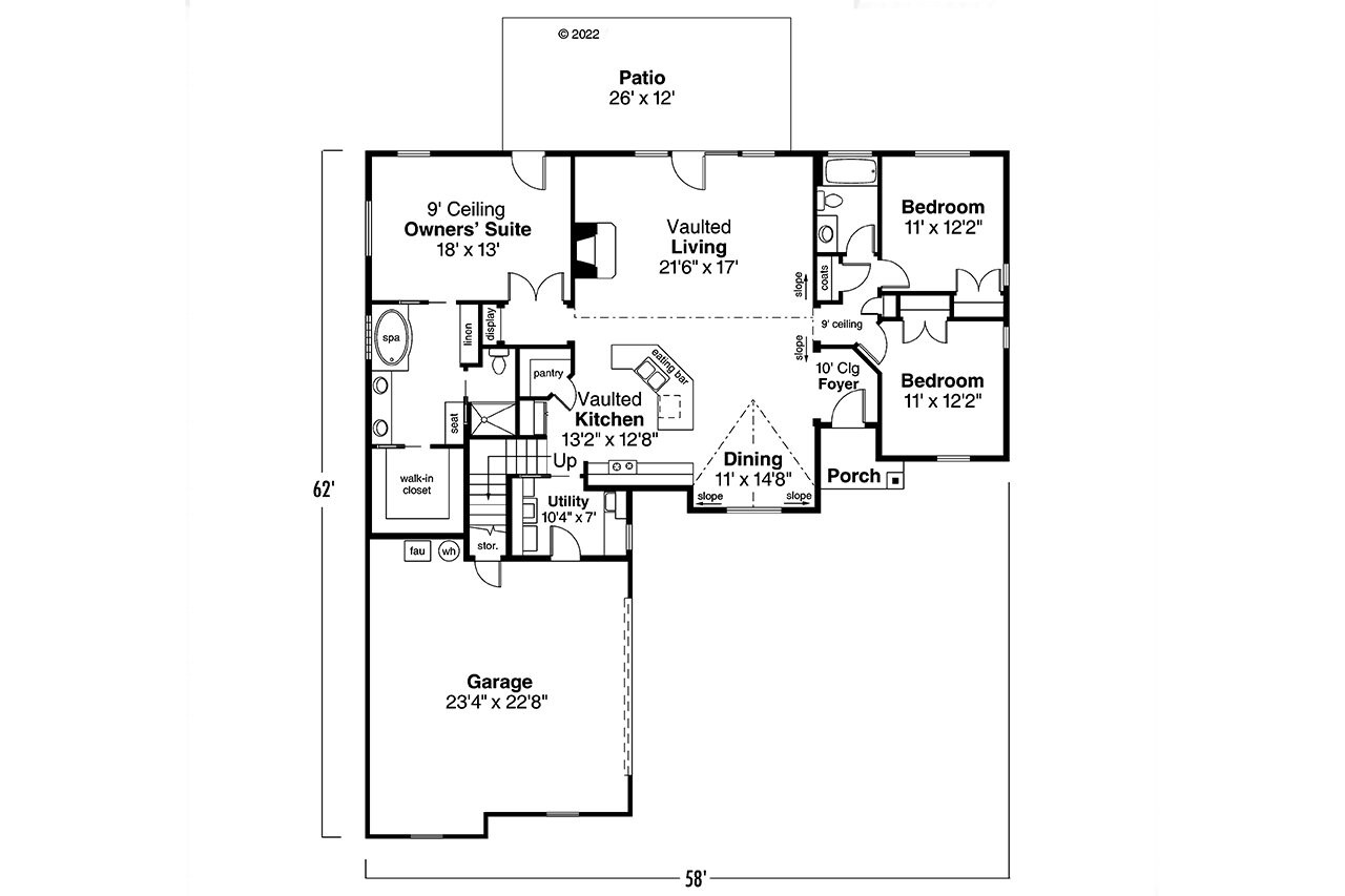 Craftsman House Plan - Ellington 30-242 - 1st Floor Plan 