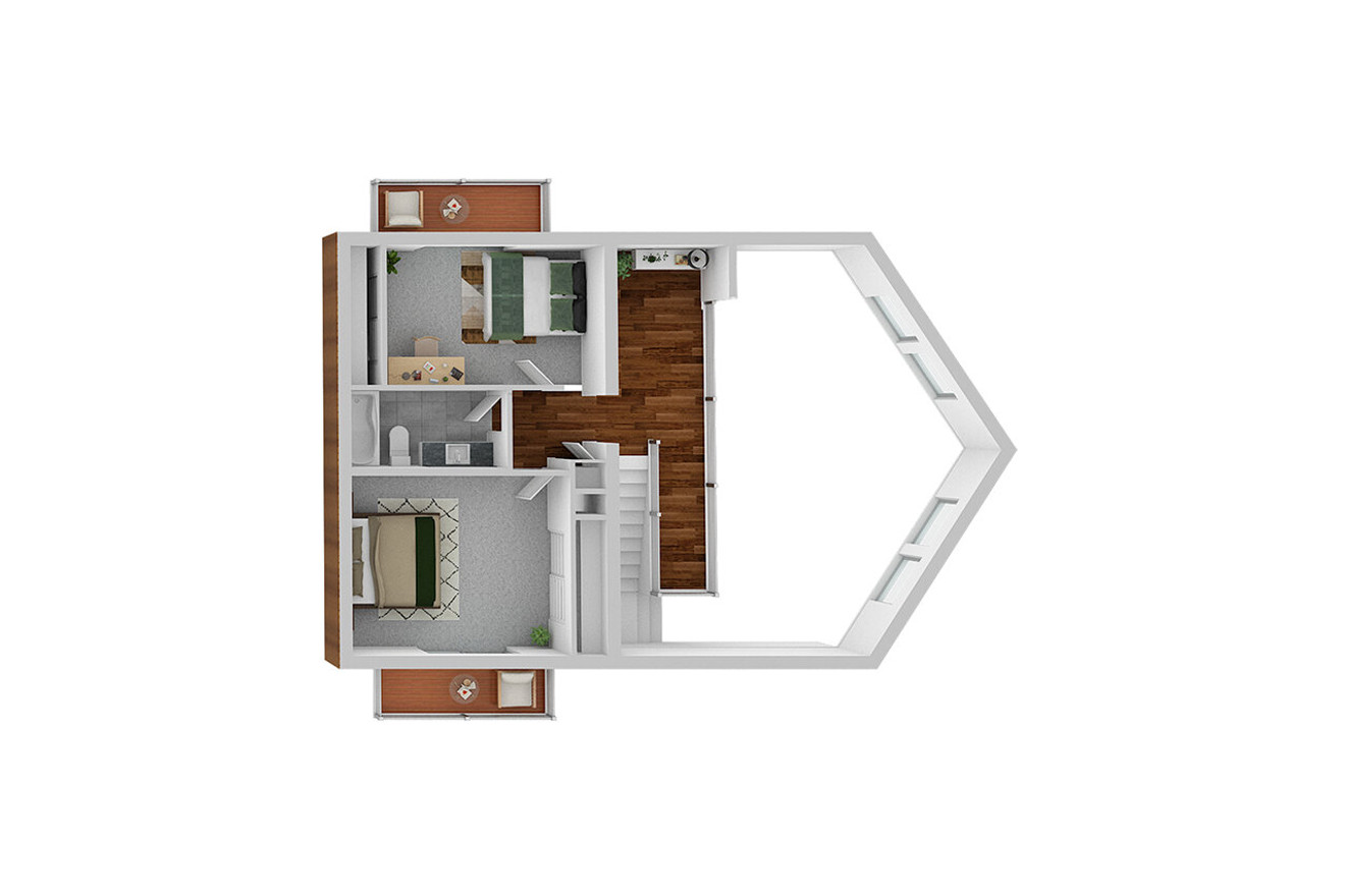 Secondary Image - A-Frame House Plan - Stillwater 30-399 - 2nd Floor Plan 