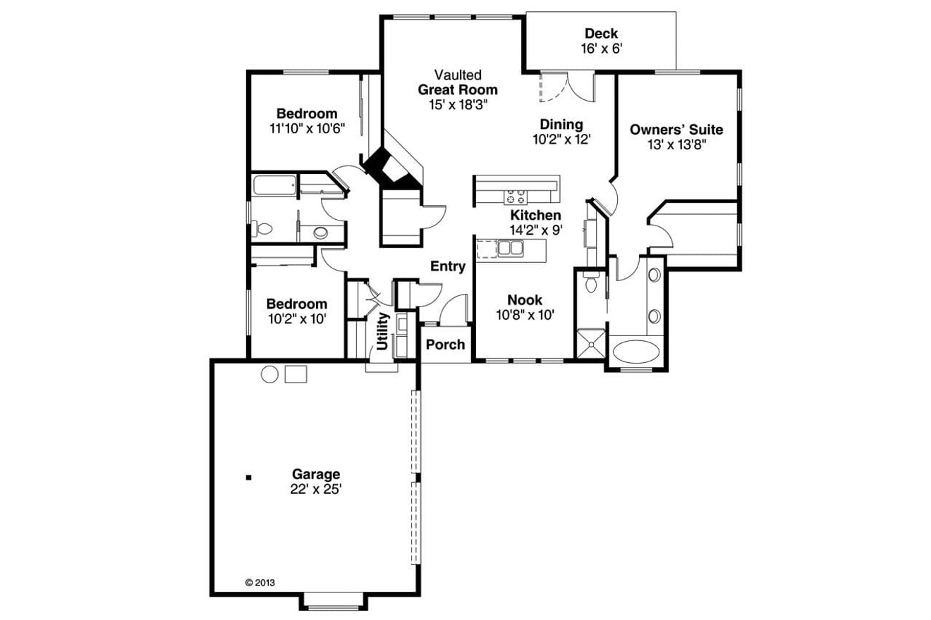 Traditional House Plan - Danbury 10-036 - 1st Floor Plan 