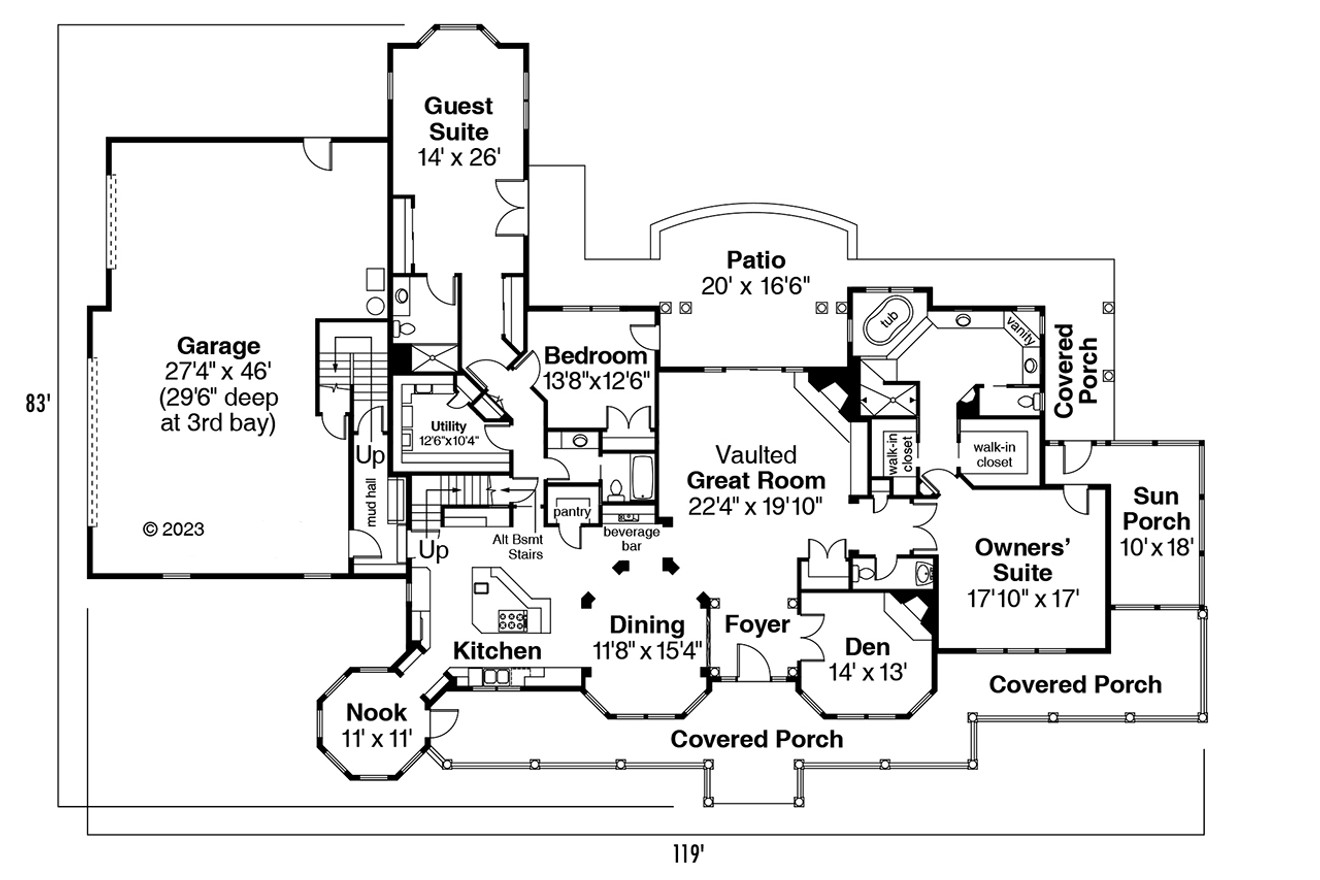 Country House Plan - Louisville 10-431 - 1st Floor Plan 