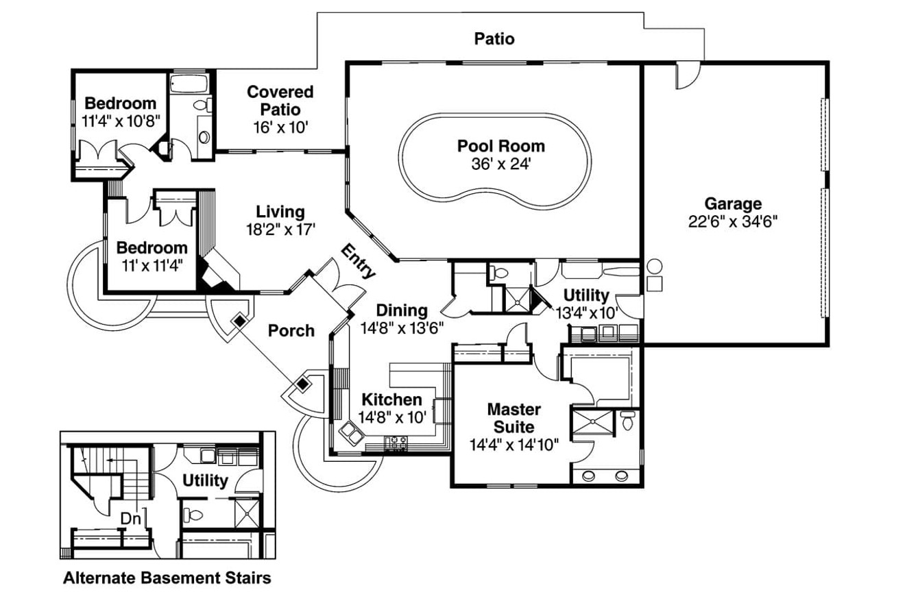 Ranch House Plan - Williston 30-165 - 1st Floor Plan 