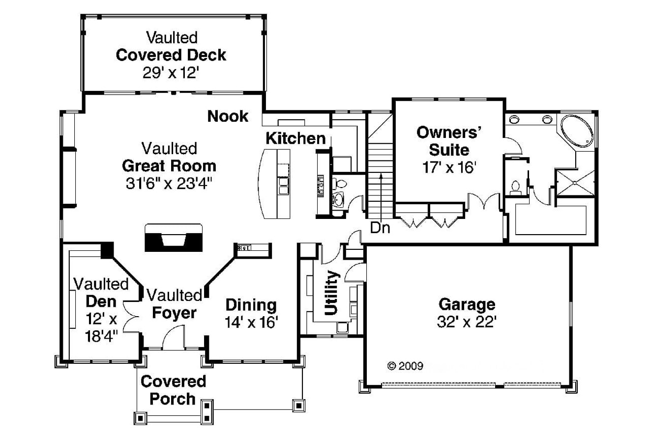 Craftsman House Plan - Pacifica 30-683 - 1st Floor Plan 