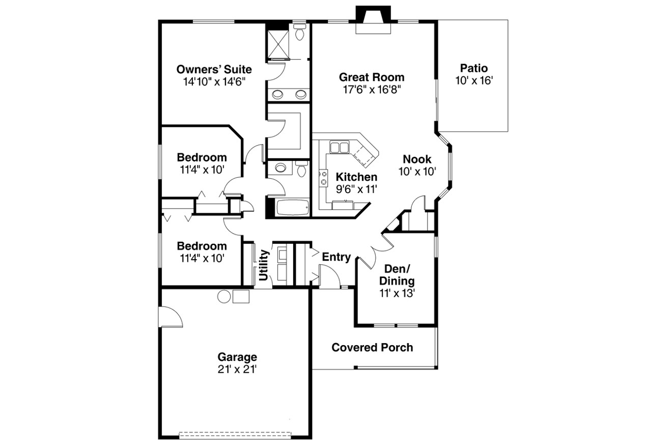 Traditional House Plan - Holly 30-115 - 1st Floor Plan 