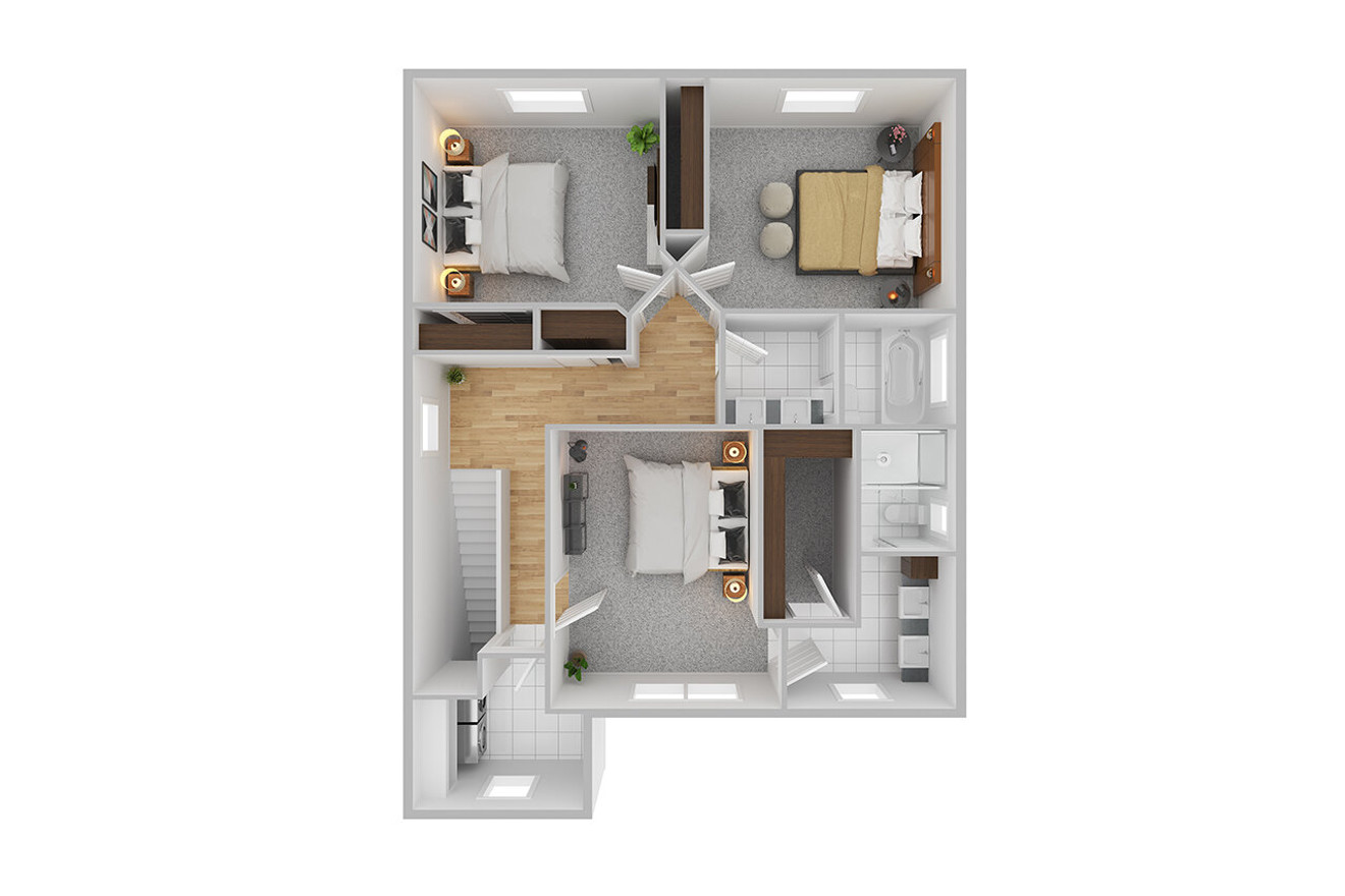 Builder House Plan - Juneberry - 3D Second Floor Plan - Other Floor Plan 
