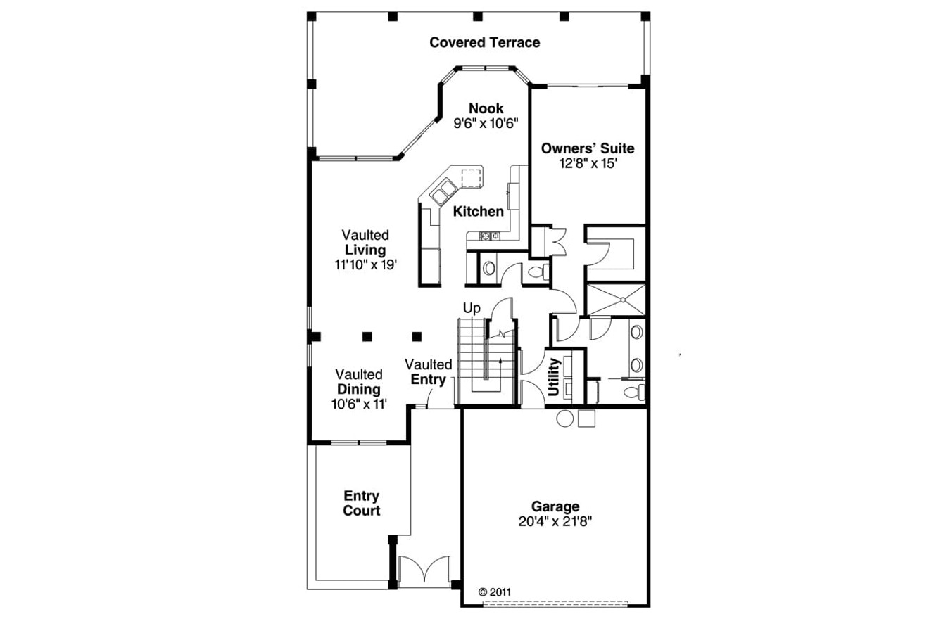 Mediterranean House Plan - Cortez 11-011 - 1st Floor Plan 