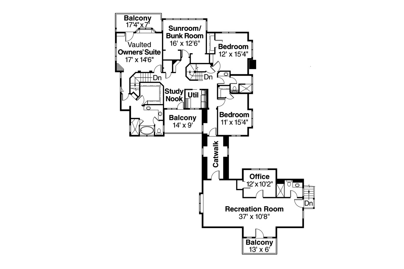 Secondary Image - Mountain Rustic House Plan - Petersfield 30-542 - 2nd Floor Plan 