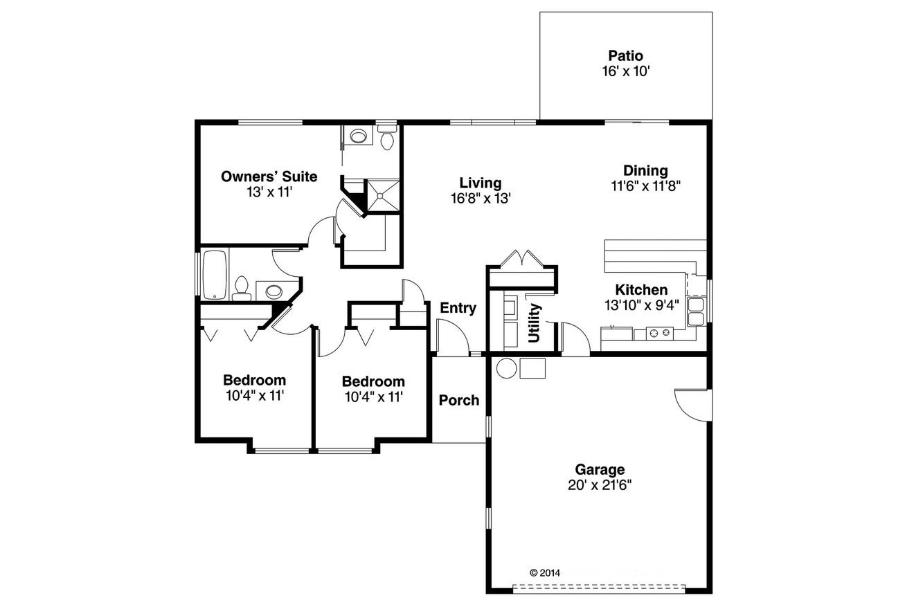 Ranch House Plan - Halsey 30-847 - 1st Floor Plan 