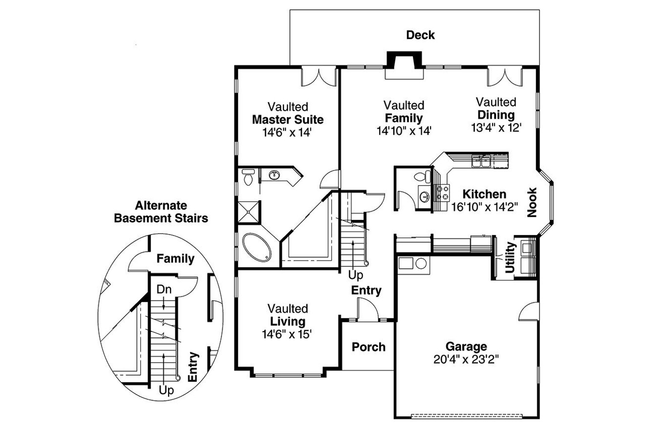 Traditional House Plan - Maderas 10-012 - 1st Floor Plan 