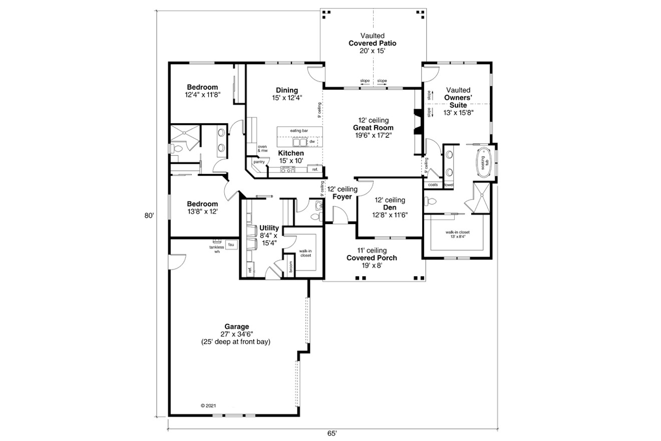 Craftsman House Plan - Holly Springs 31-267 - 1st Floor Plan 