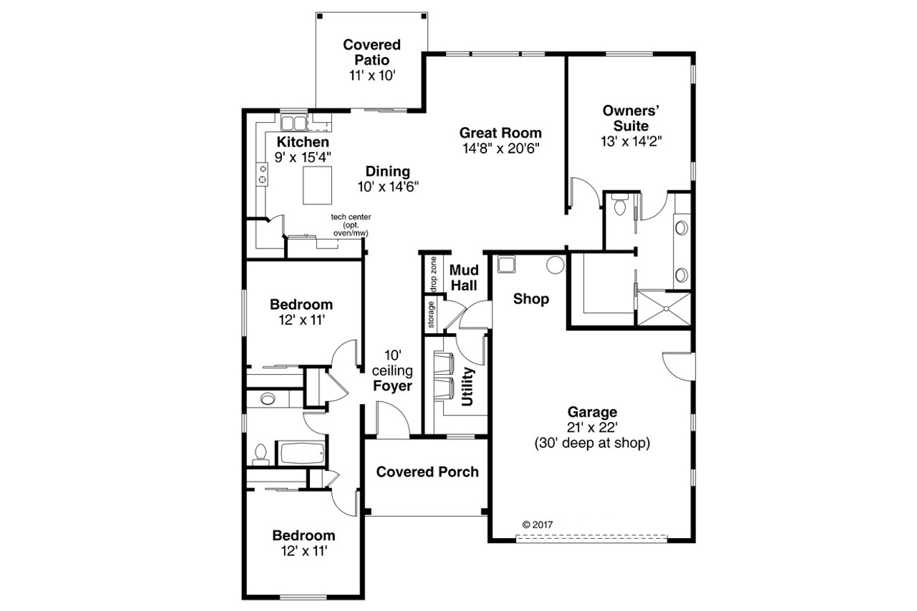 Cottage House Plan - Siuslaw 31-065 - 1st Floor Plan 