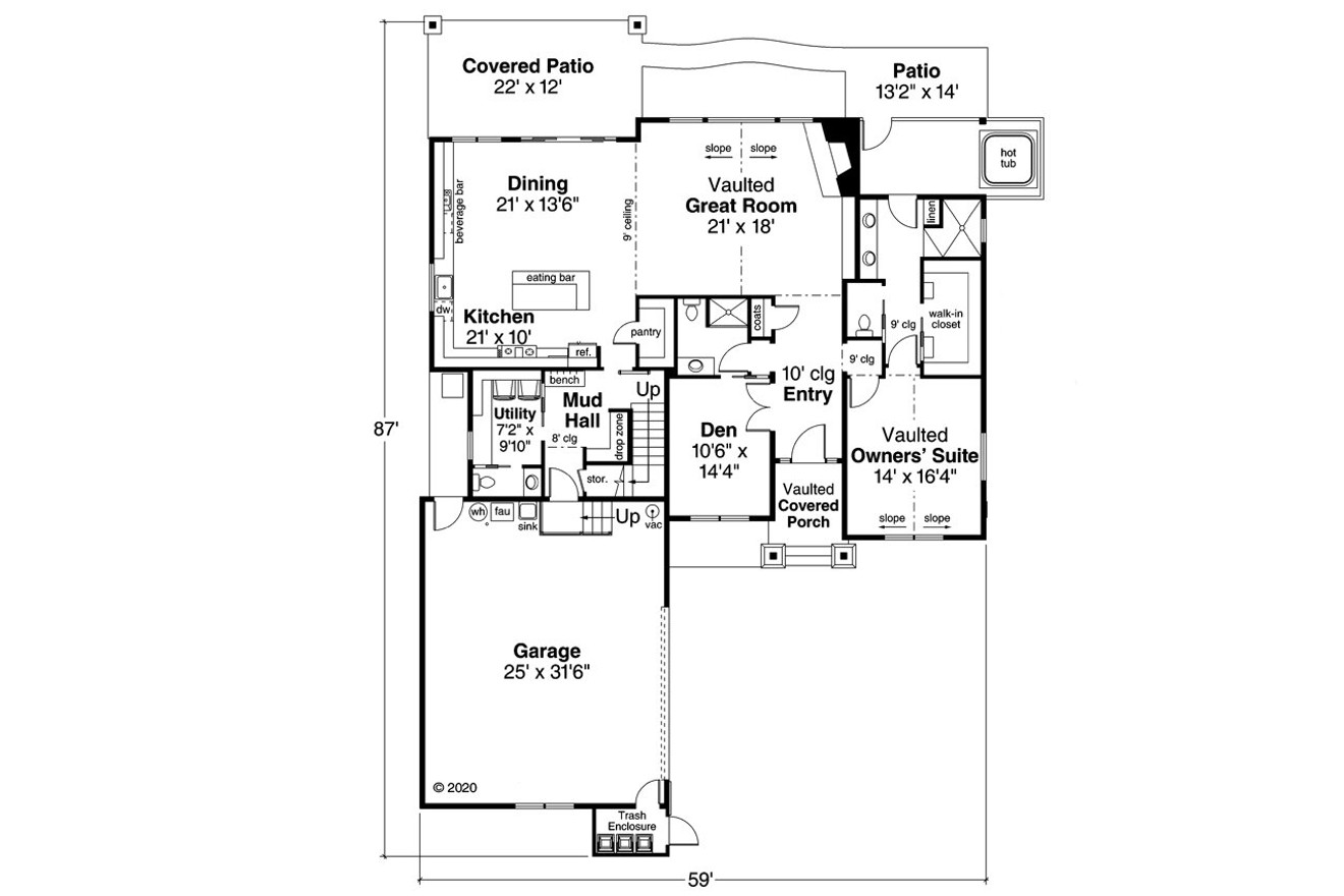 Craftsman House Plan - Holly Hill 31-243 - 1st Floor Plan 