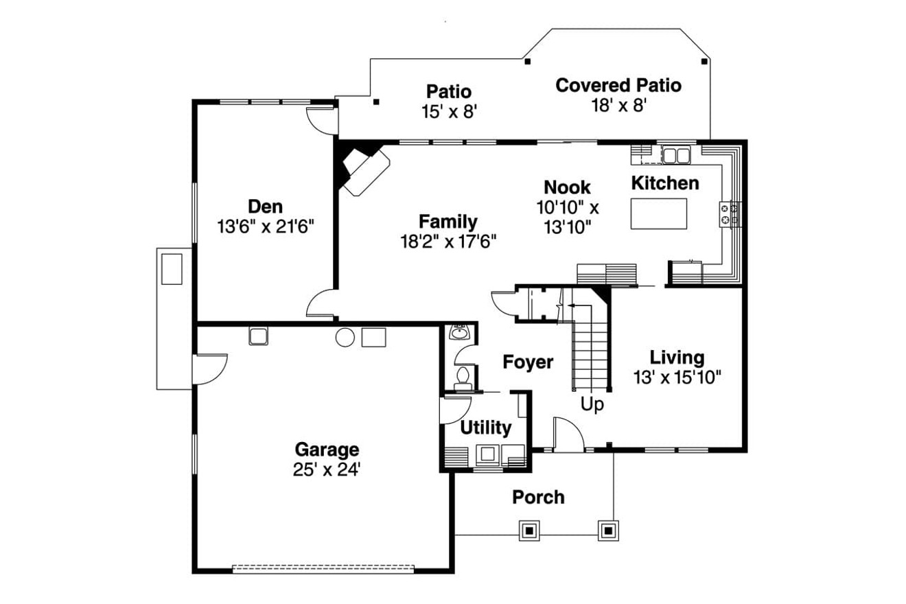 Craftsman House Plan - Garrison 30-414 - 1st Floor Plan 