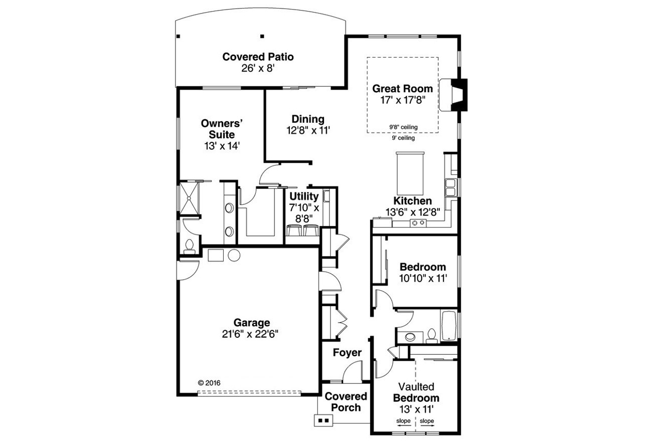 Country House Plan - Manzanita 31-073 - 1st Floor Plan 