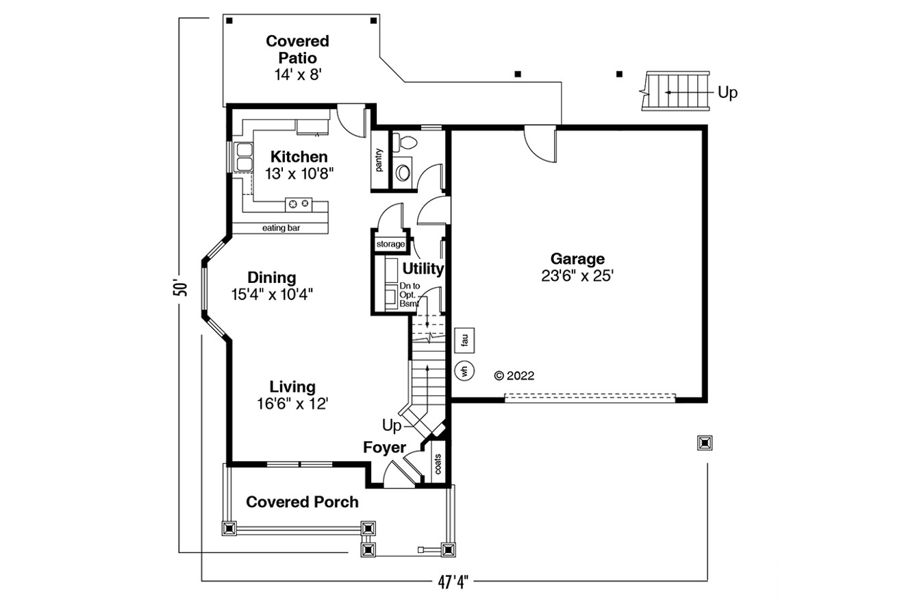 Craftsman House Plan - Mallory 30-576 - 1st Floor Plan 